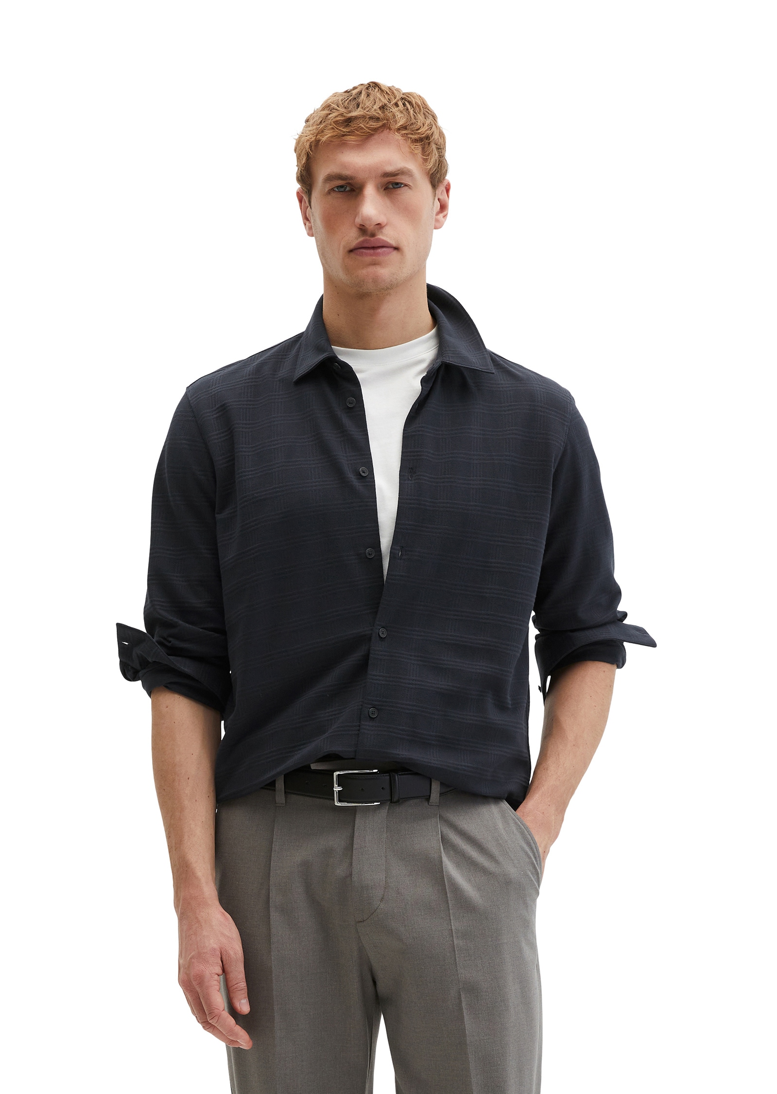 Marc OPolo Blusenshirt "im strukturierten Karo-Jacquard"