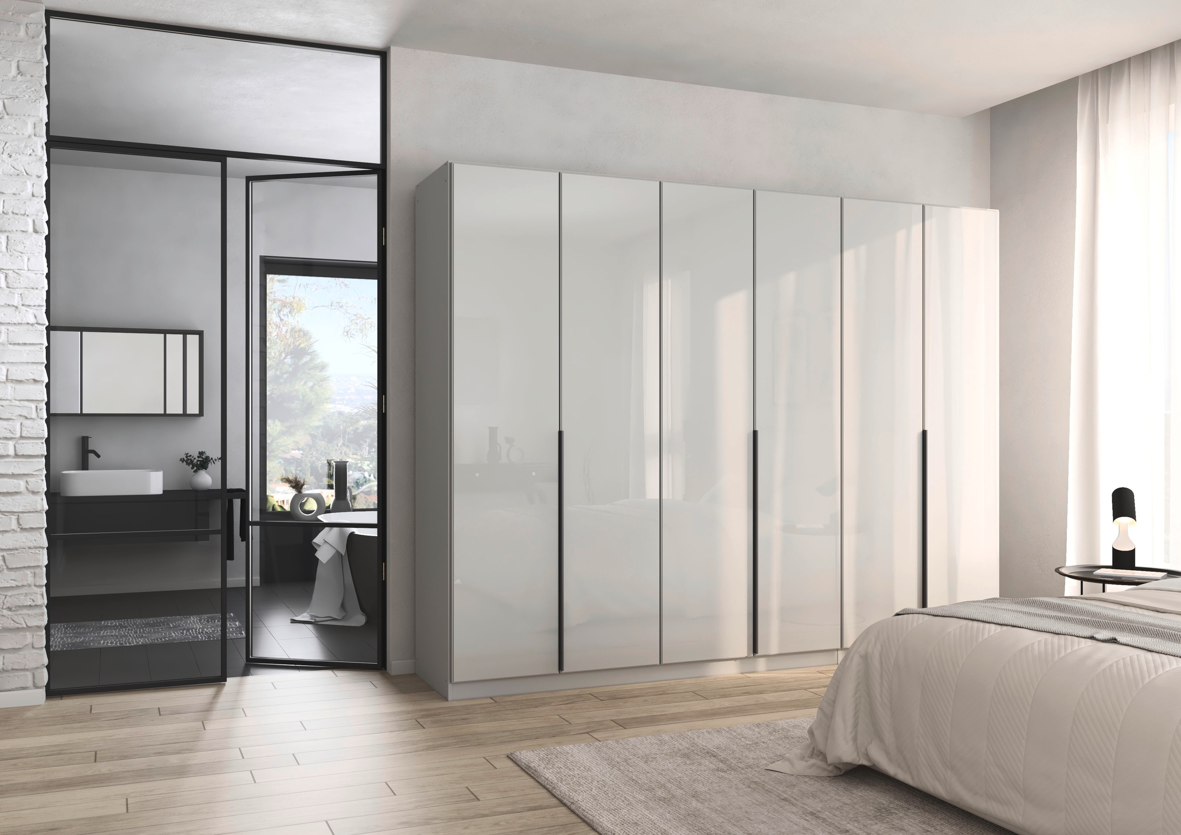 rauch Drehtürenschrank »Kleiderschrank Kleiderschränke Schrank Garderobe AGORDO mit Glasfront«, (in zwei Griff-Farben), durchdachte Innenausstattung, in 6 Breiten und 2 Höhen MADE IN GERMANY