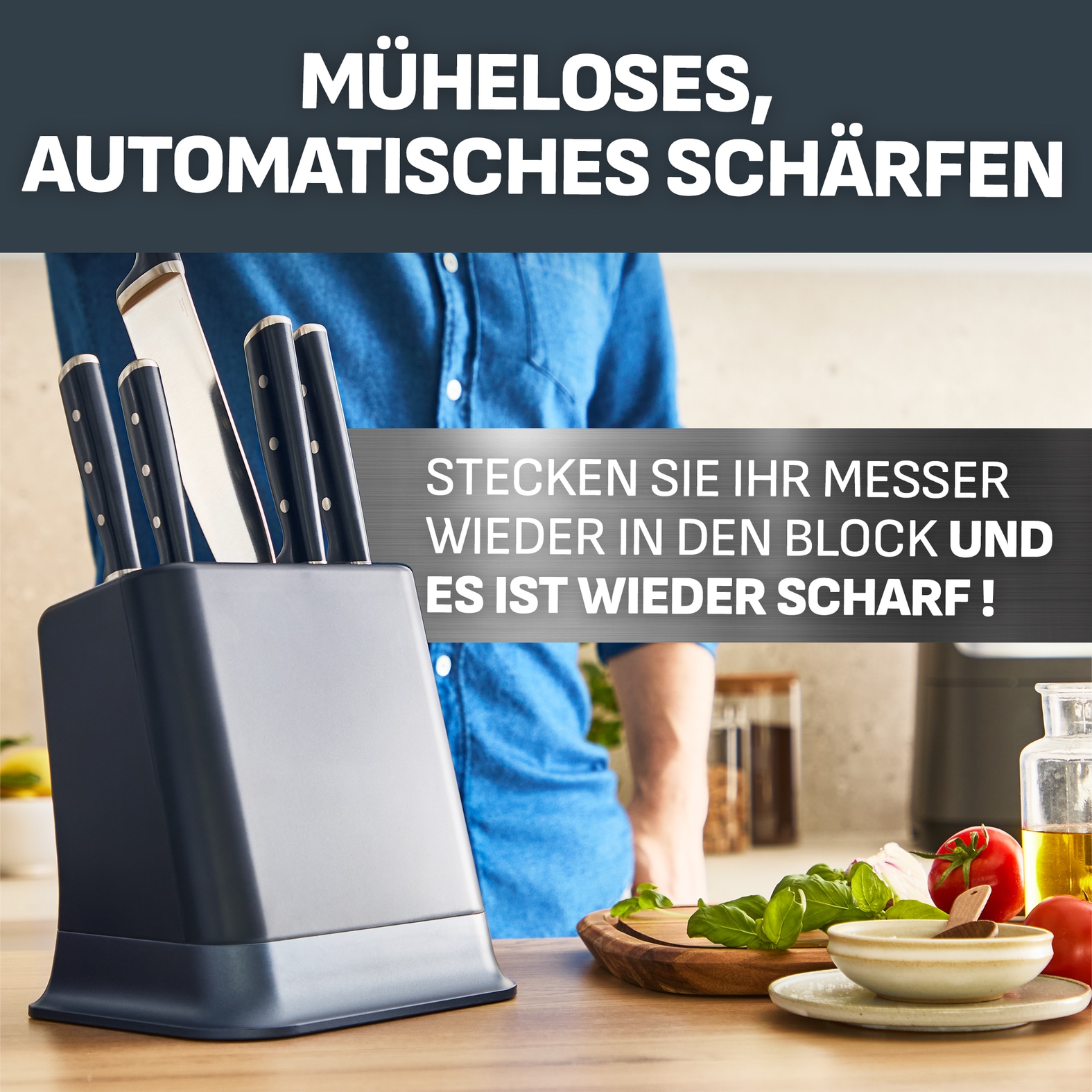 Tefal Messerblock »EverSharp Pro« 2 Stk. selbstschärfender Messerblock, Klinge aus deutschem Edelstahl