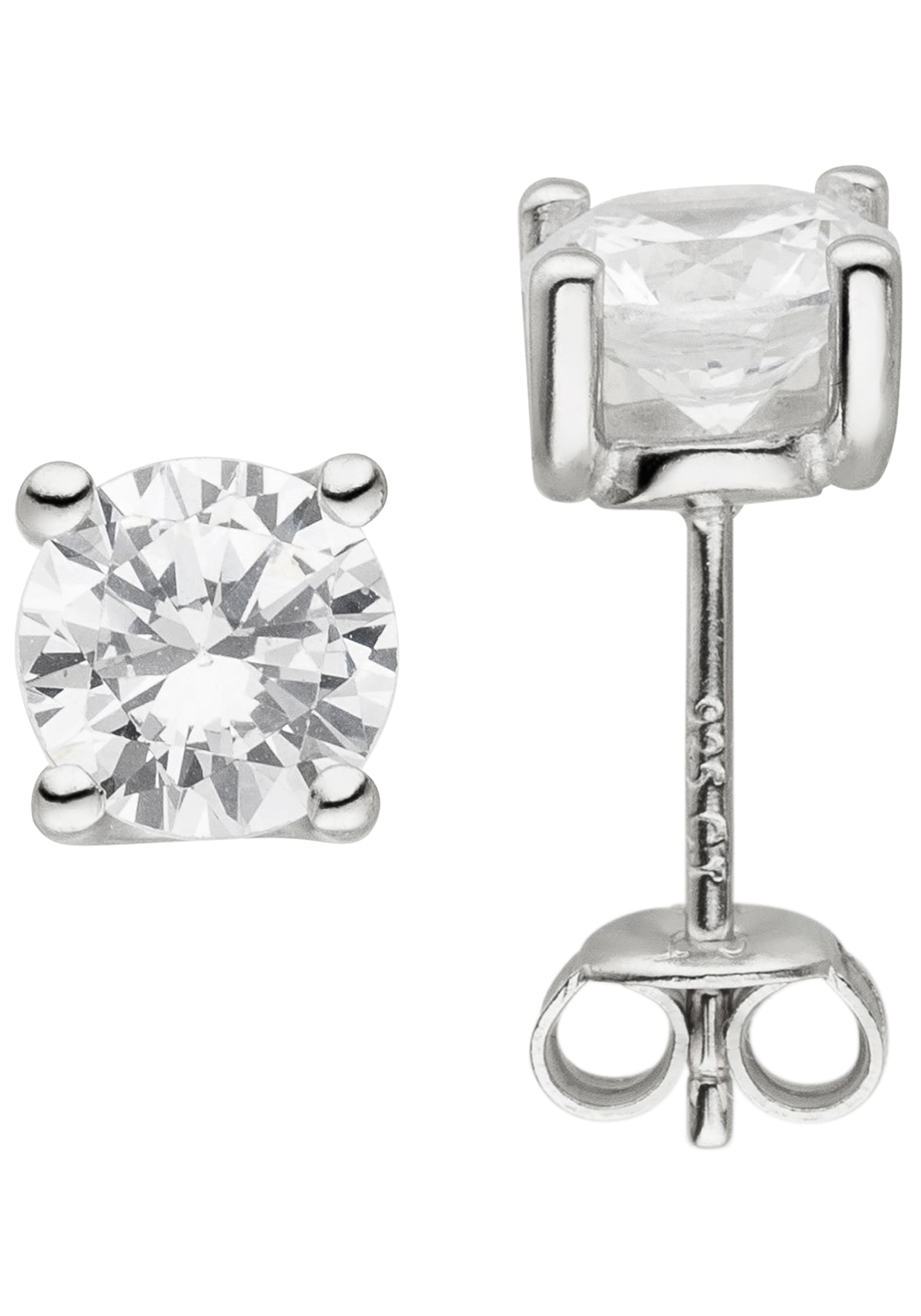 JOBO Silver Stud Earrings White 7 mm