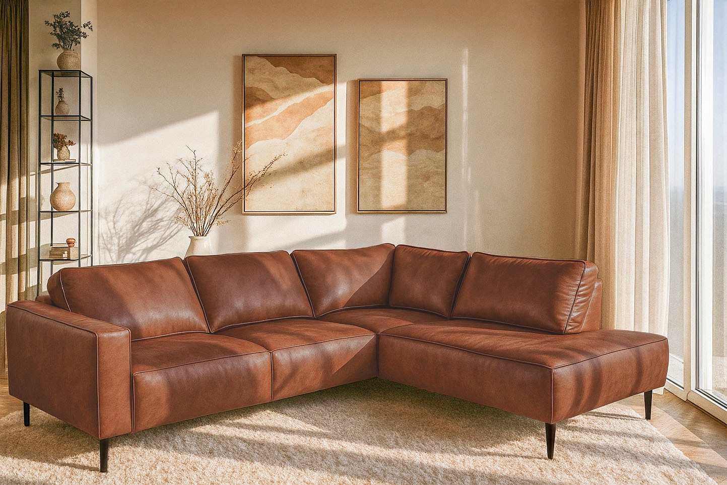Places of Style Ecksofa "Fumone, Lederoptik oder Soft-Touch Chenille", Brei günstig online kaufen