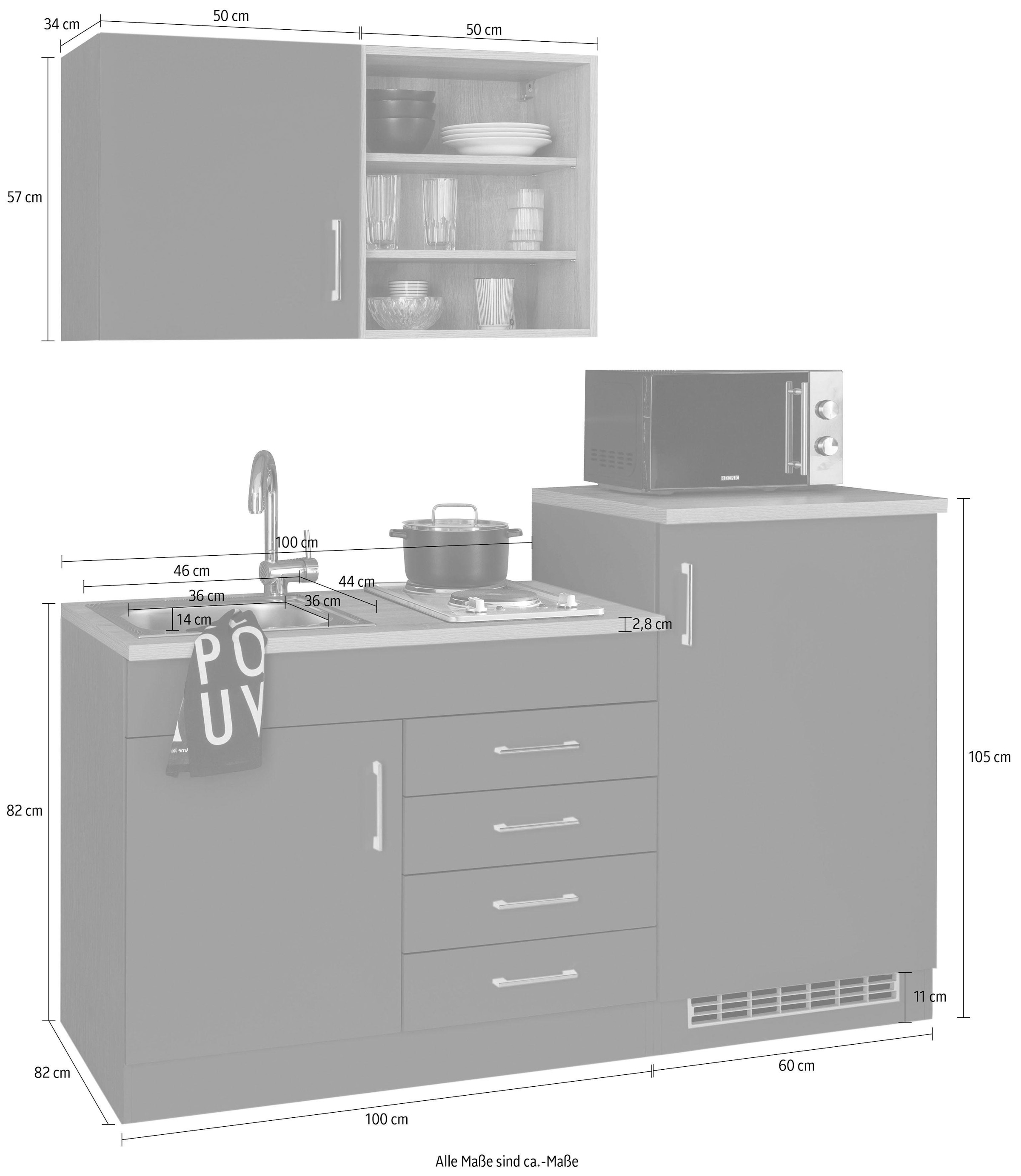 HELD MÖBEL Pantryküche »Mali«, Breite 160 cm, mit E-Geräten