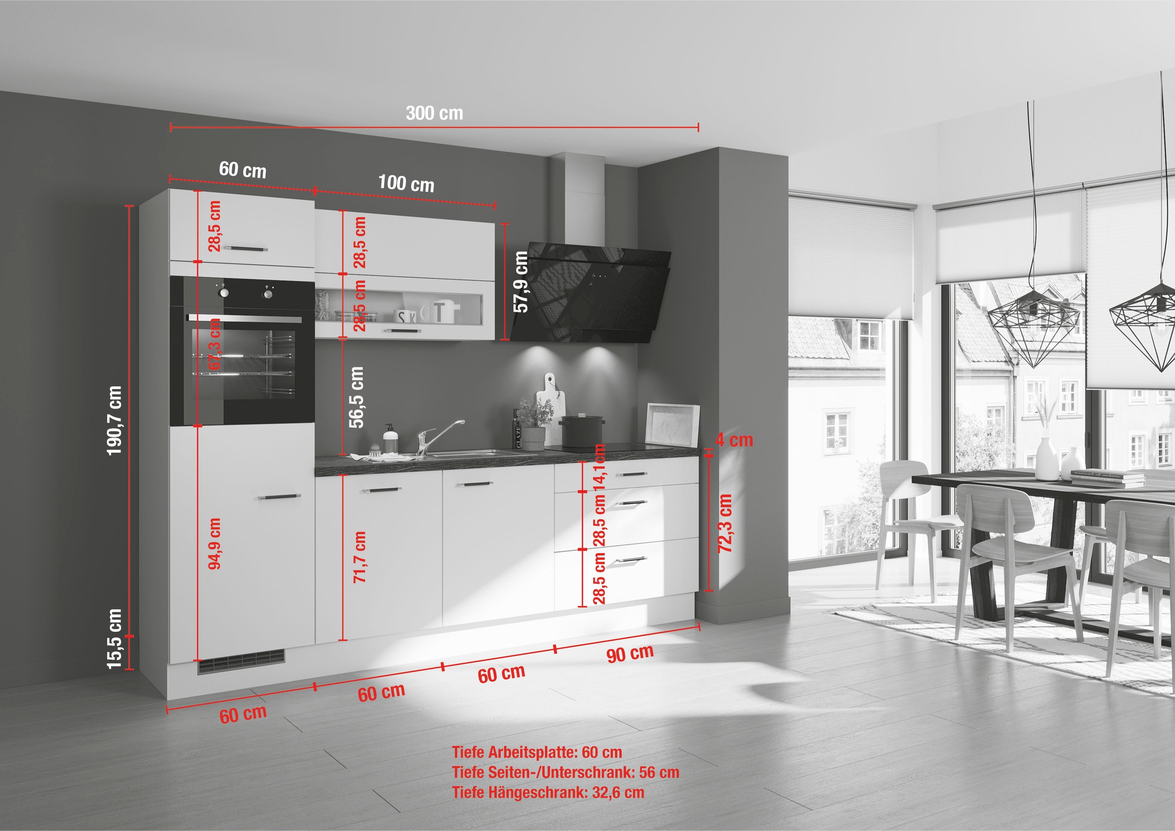 IMPULS KÜCHEN Küche »"Prag", Ausrichtung wählbar, Schubkästen mit Soft-Close,«, vormontiert, wahlweise mit E-Geräten, mit Vollauszug, Breite 270 cm