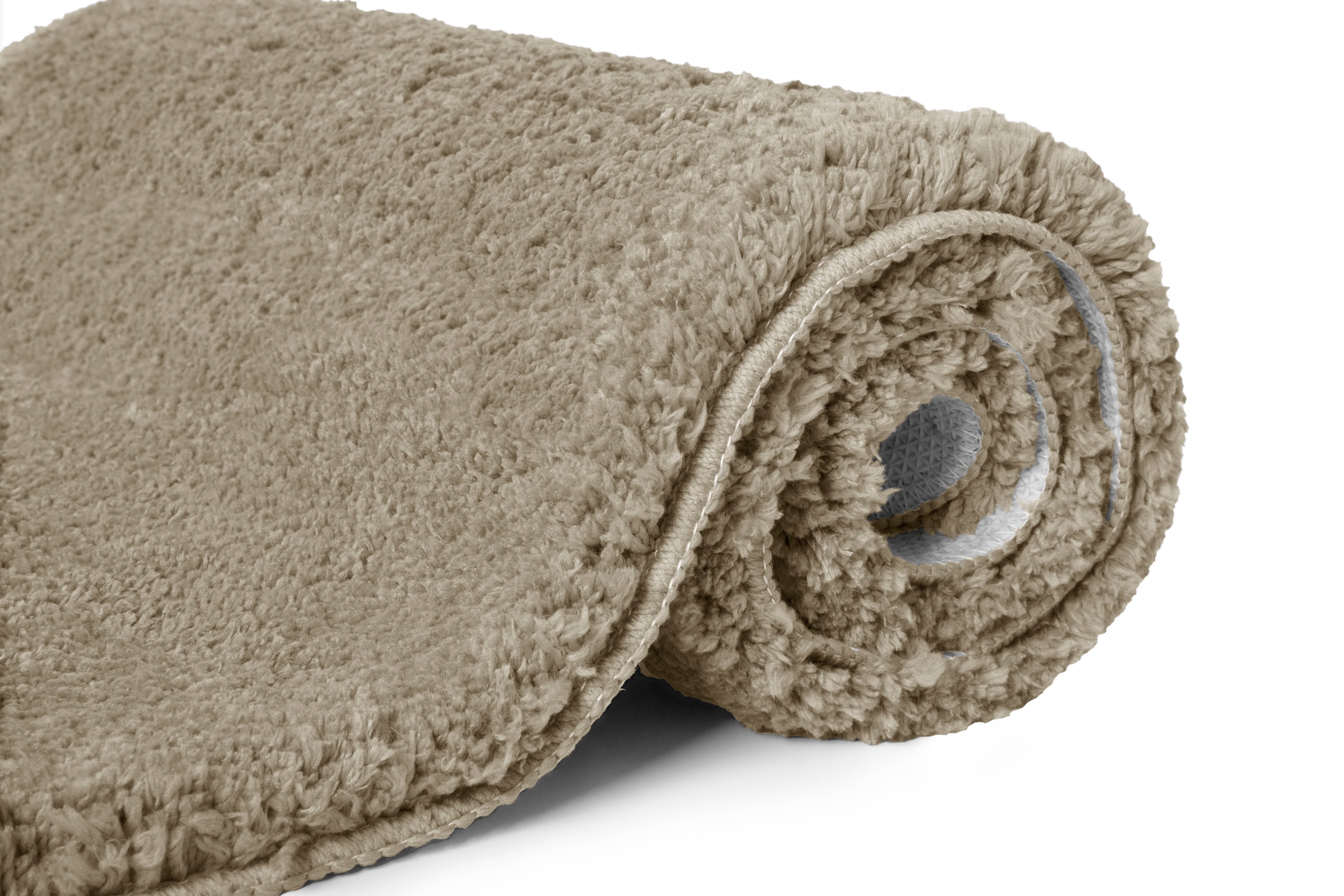 my home Badematte »Sanremo, Badvorleger, Badezimmer Teppich, sehr weich«, rutschhemmend beschichtet, fußbodenheizungsgeeignet-schnell trocknend, Badteppich, unifarben, rechteckig, rund & als 3-tlg. Set erhältlich
