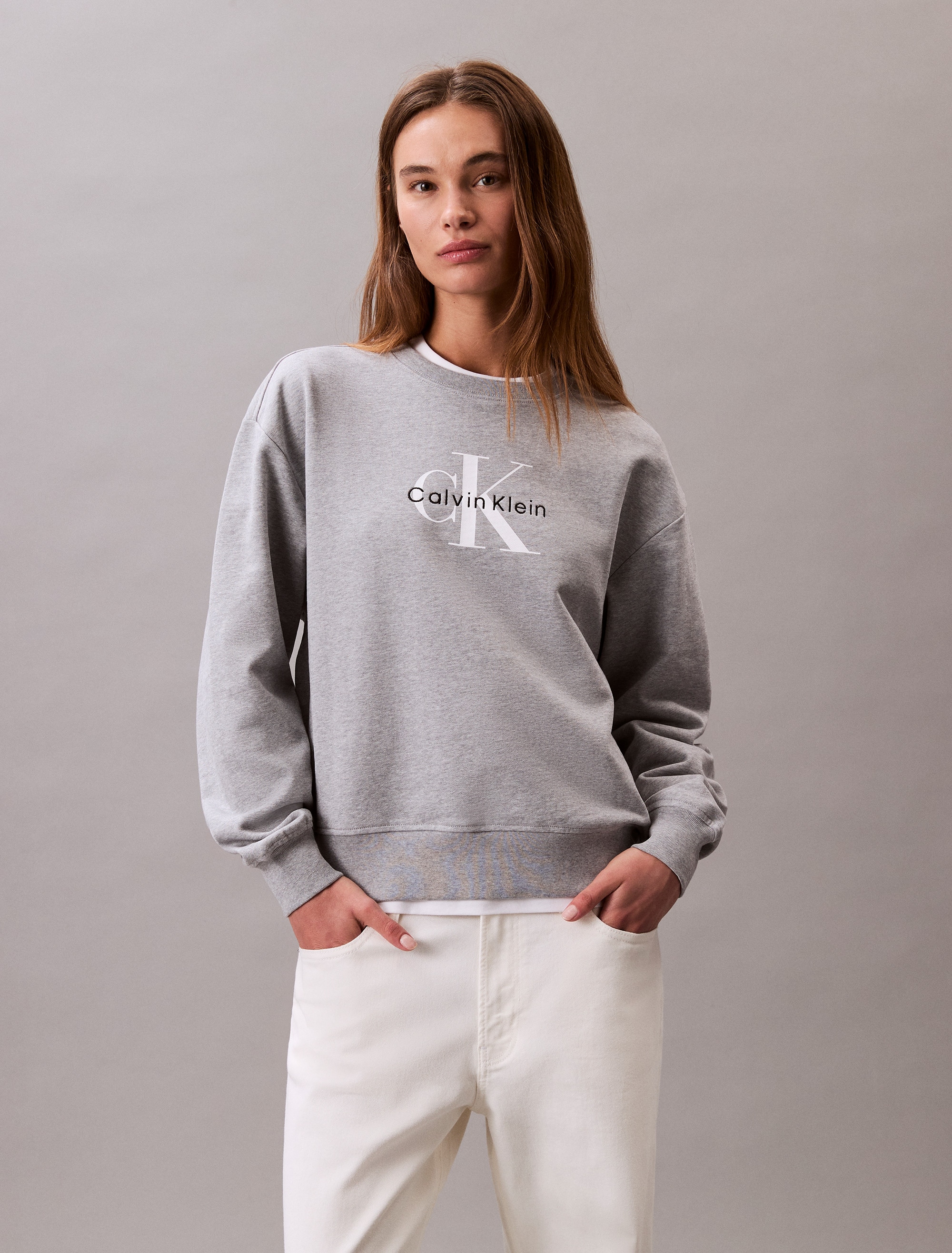 Calvin Klein Jeans Sweatshirt "LS MNLG FRNCH TRRY R", Mit Rundhalsausschnit günstig online kaufen