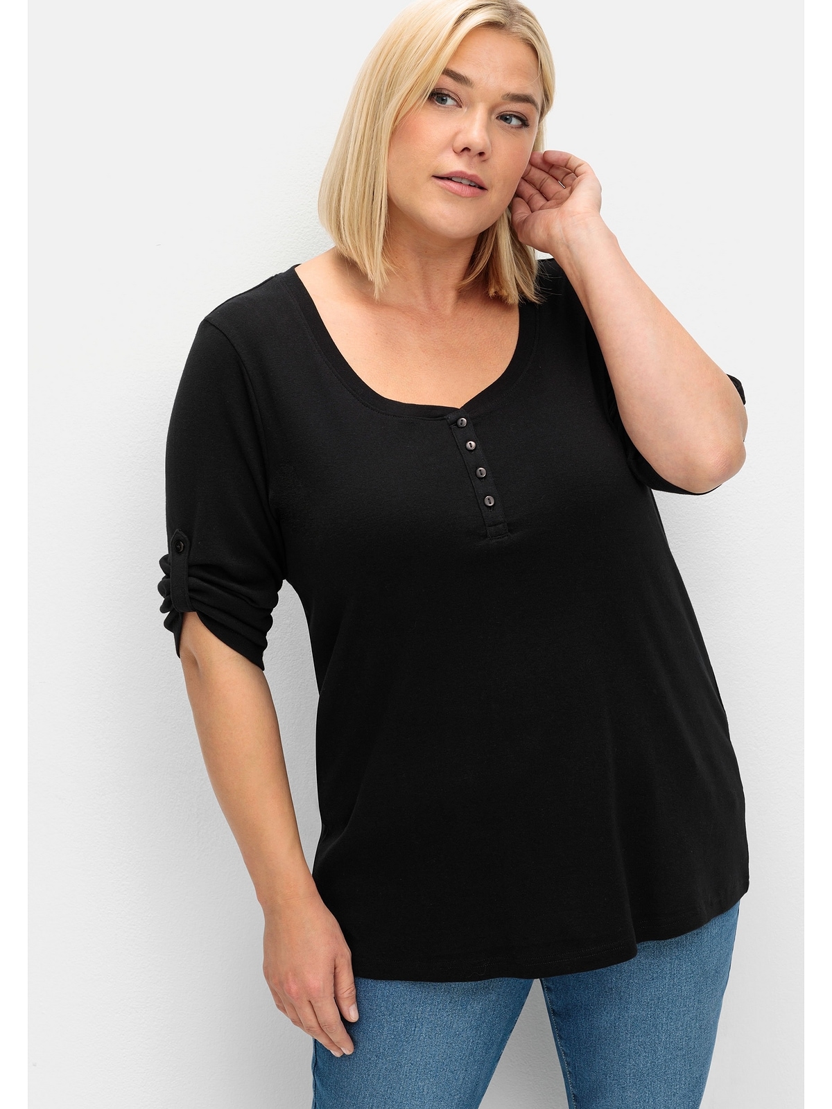 Sheego 3/4-Arm-Shirt »Große Größen«, aus reiner Baumwolle