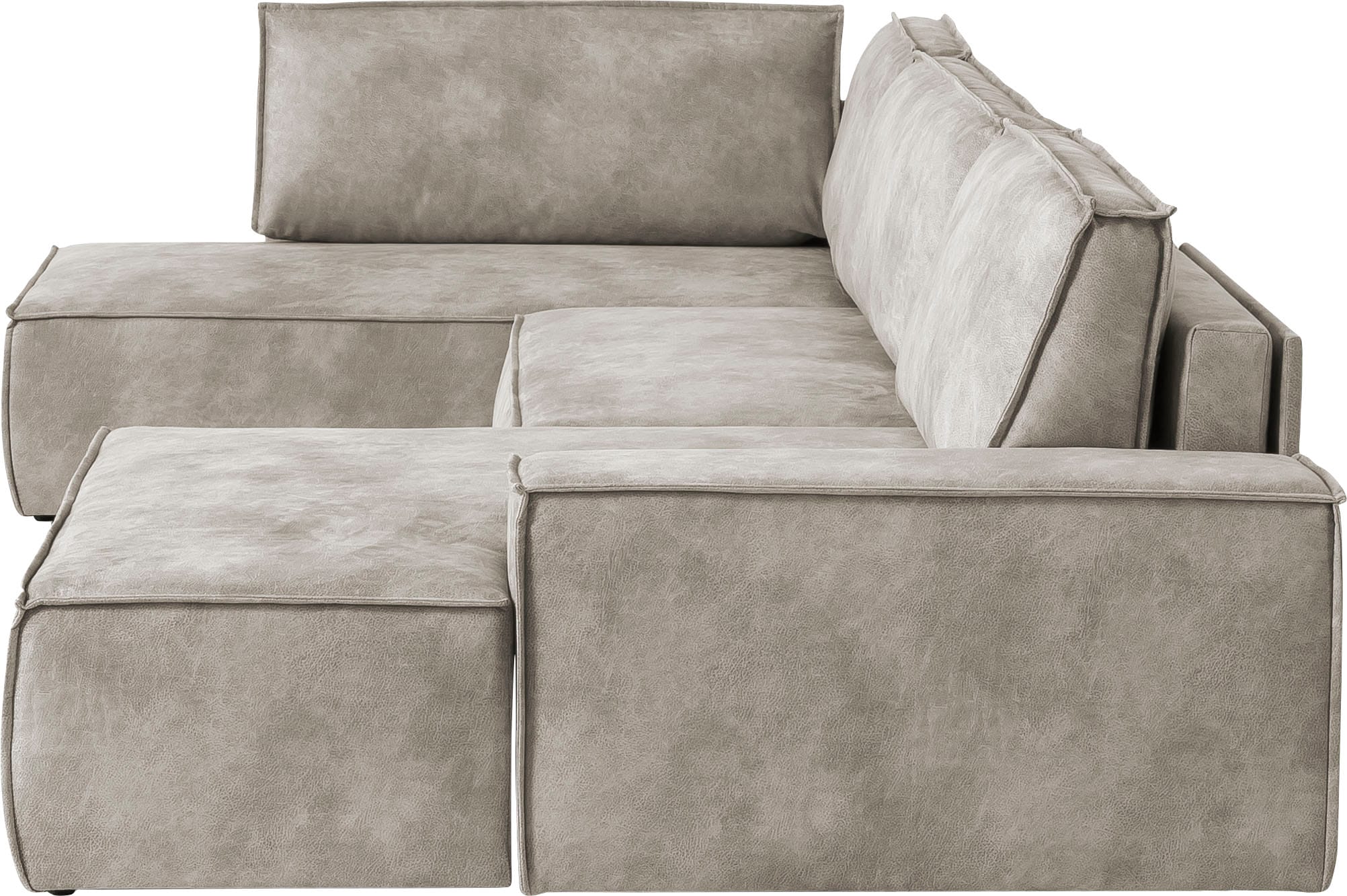 Home affaire Wohnlandschaft »SHERWOOD 329 cm, U-Form, Schlafsofa,«, Schlaffunktion m. Bettkasten (194x139 cm), Cord, Vintage, Samtvelours