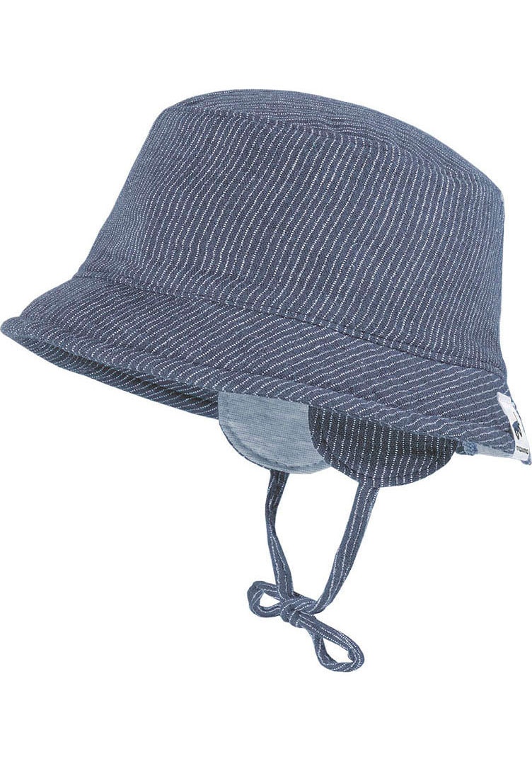 MAXIMO Baby Sonnenhut, blau, Gr. 41, gestreift, Baumwolle, Hüte, Fischerhut mit Ohrenklappen, mit Bindeband, basic, Baumwolle
