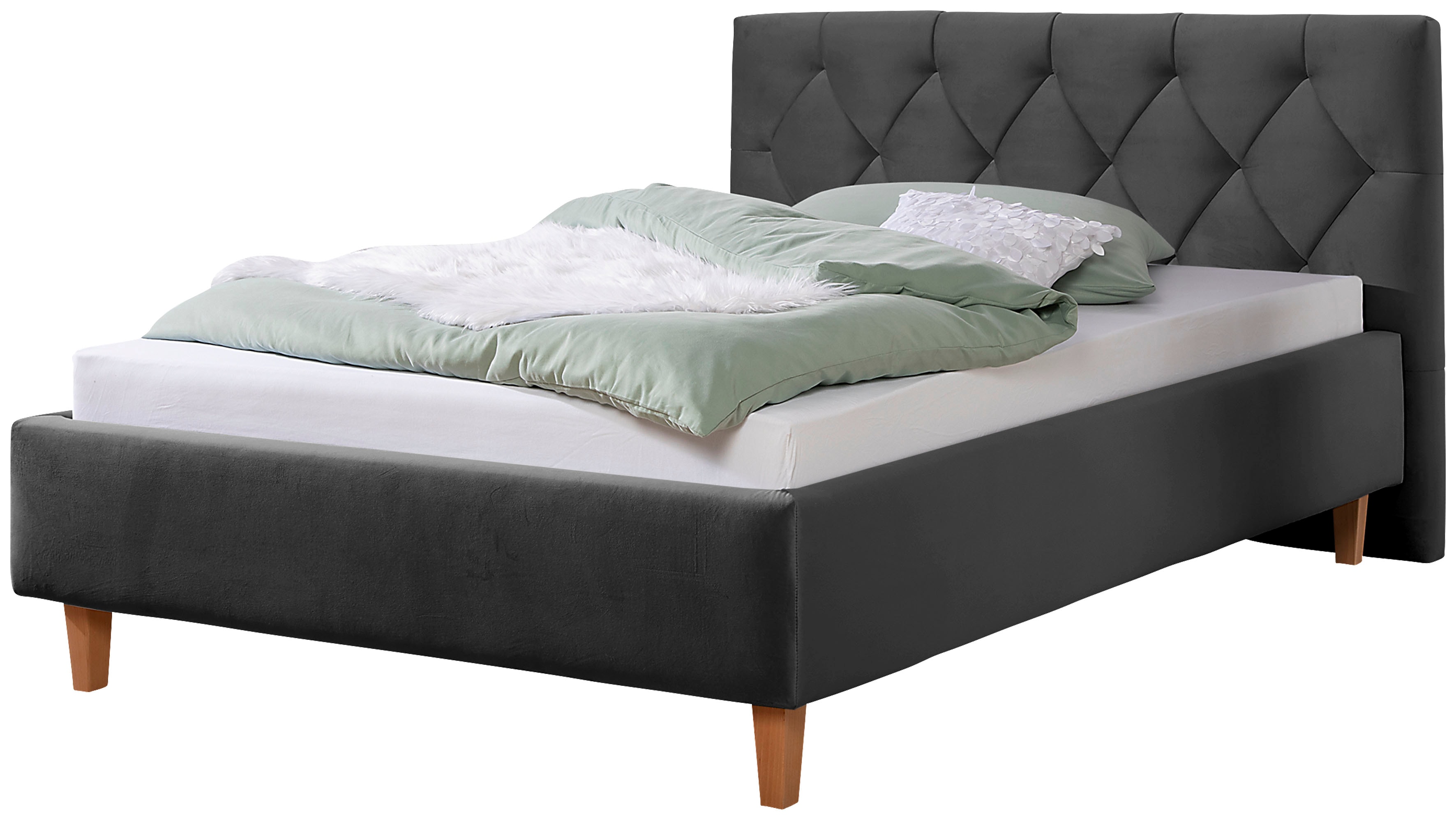 Home affaire Polsterbett "Sunley 100" Kreuzsteppung, Kopfteilhöhe 102 cm, ohne oder mit Matratze/Lattenrost