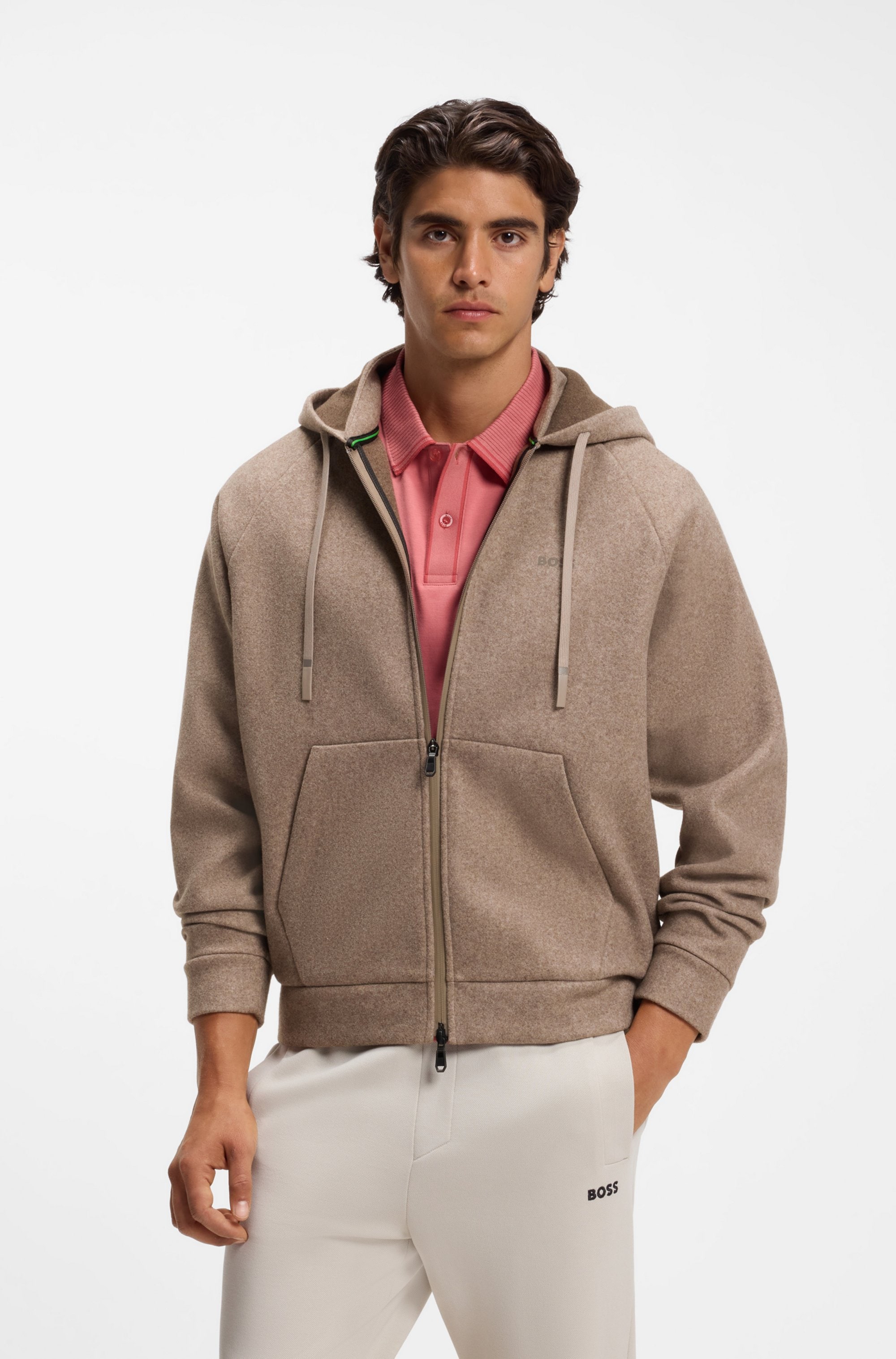 BOSS GREEN Outdoorjacke "SW Transit" mit Kapuze Kapuze mit Kordelzug, Relaxed Fit, 2-Wege-Zipper