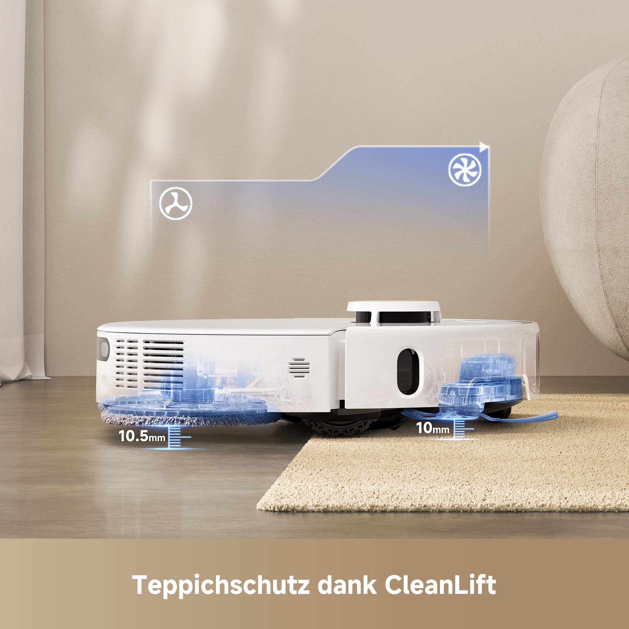 Dreame Saugroboter »Mova P50 Ultra, mit Wischfunktion«, 19000Pa Saugkraft, Vollautomatische Basisstation, Reinigung bei 75° C