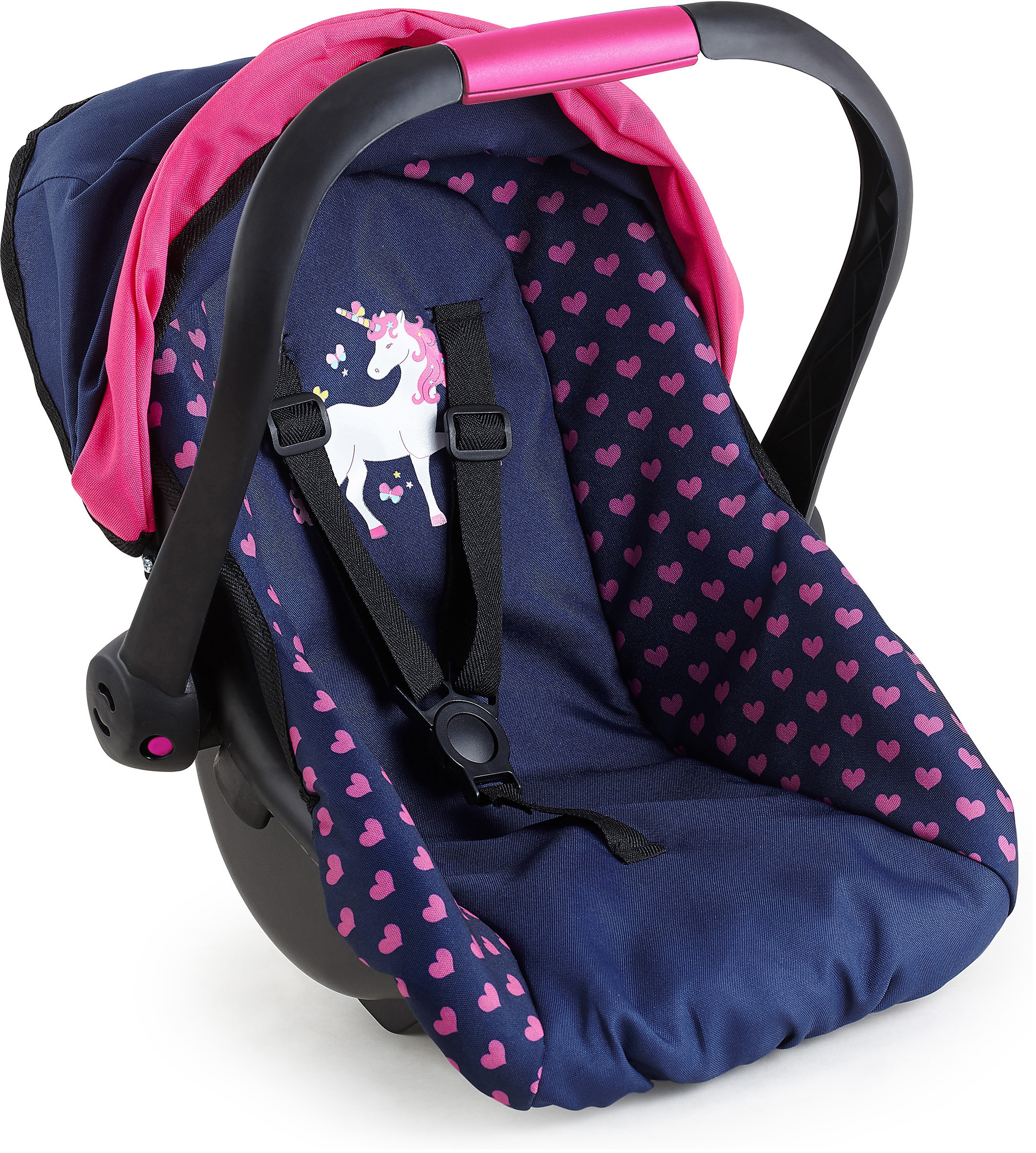 Bayer Puppen Autositz »blau/pink Einhorn«, mit Dach