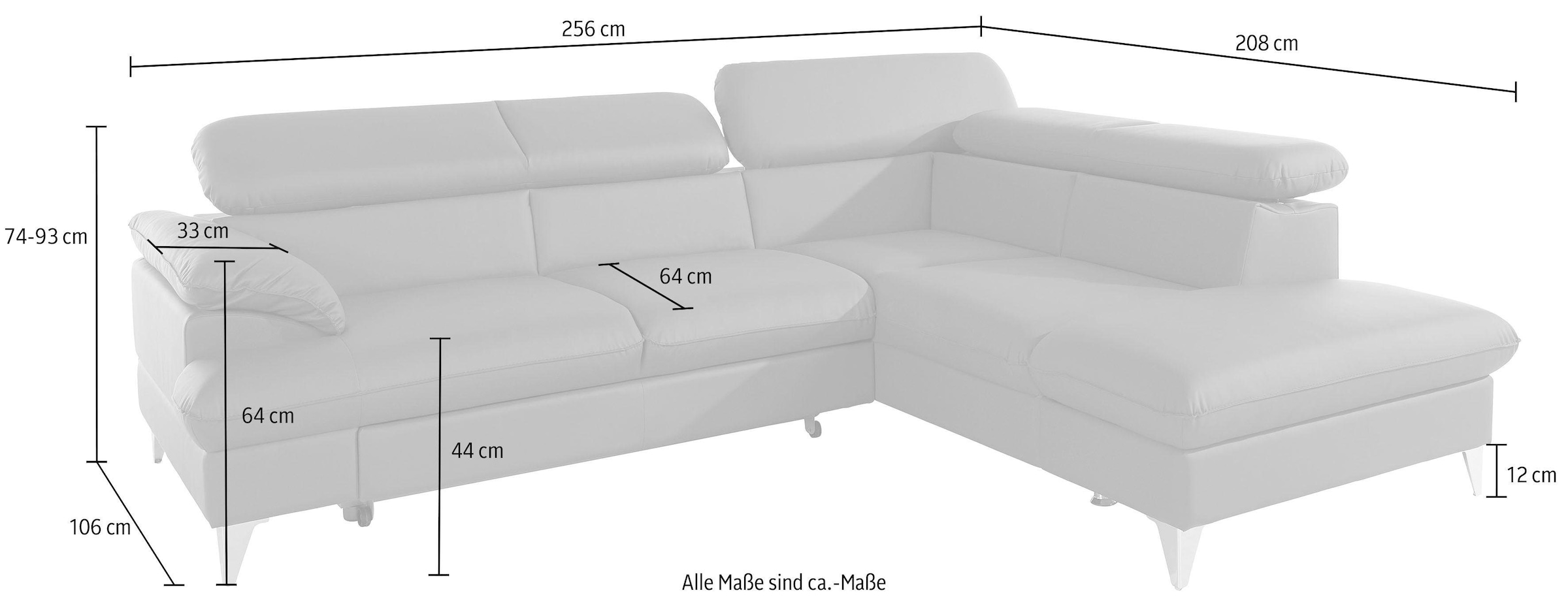 COTTA Polstergarnitur »Caluso«, Set: bestehend aus Ecksofa, Hocker, Ecksofa inkl. Kopfteilverstellung