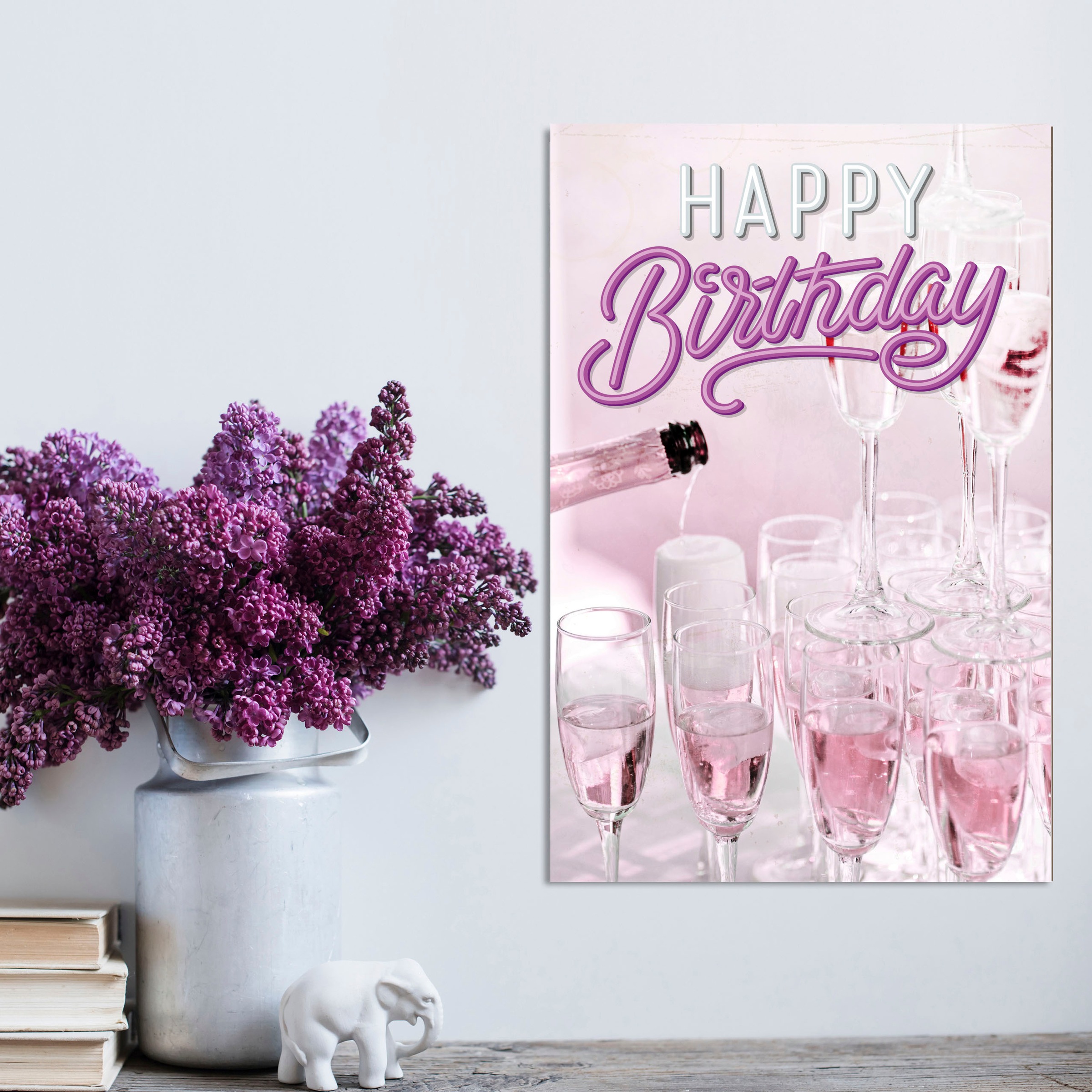 queence Metallbild "Champagne Birthday", Sprüche-Schriftzug-Sprüche-Sprüche günstig online kaufen