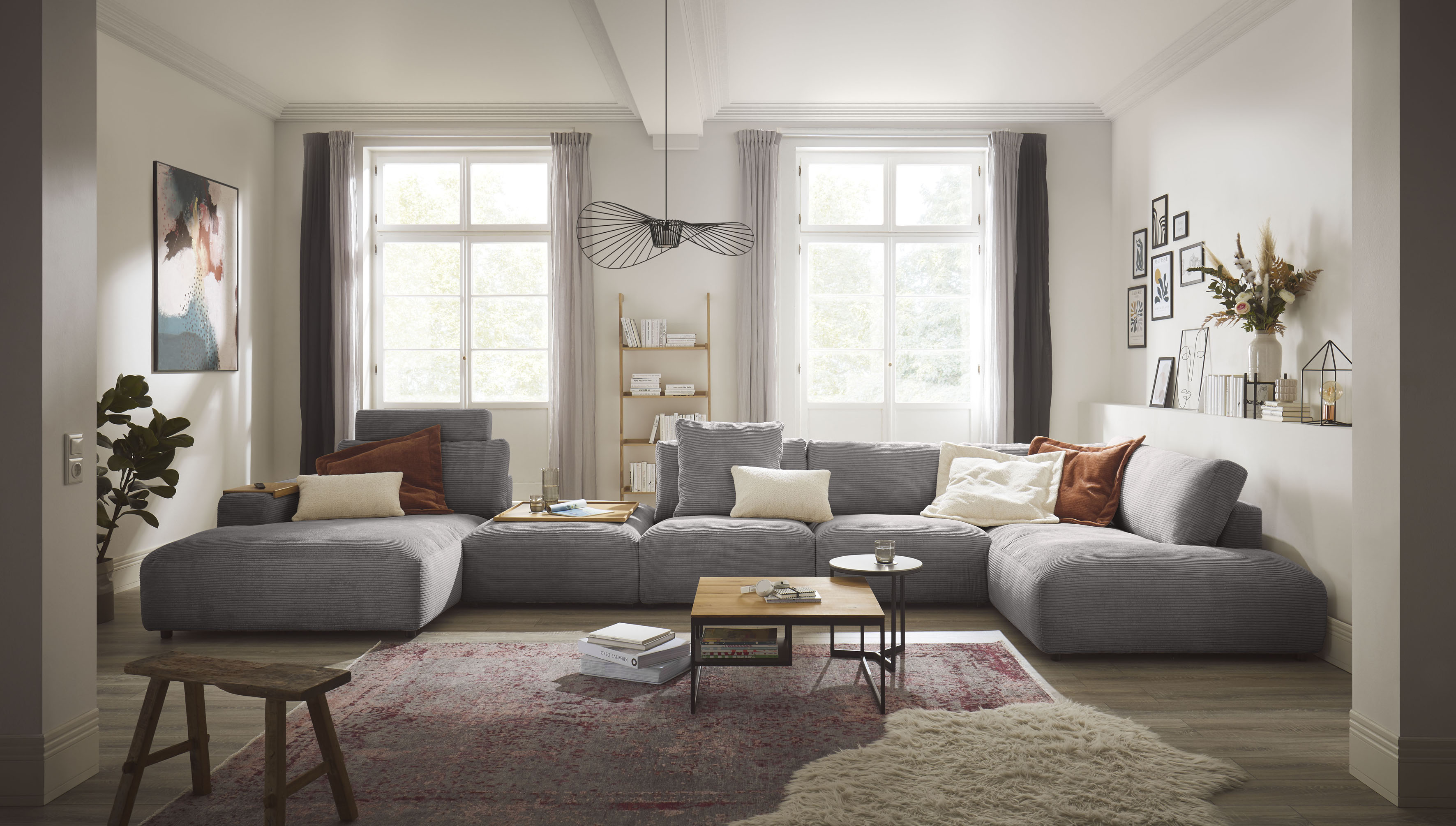 Musterring Wohnlandschaft "Lucia viel Platz, bequem, U-Form" Cord-Bezug, inklusive Kopfstütze, Gesamtbreite 524 cm