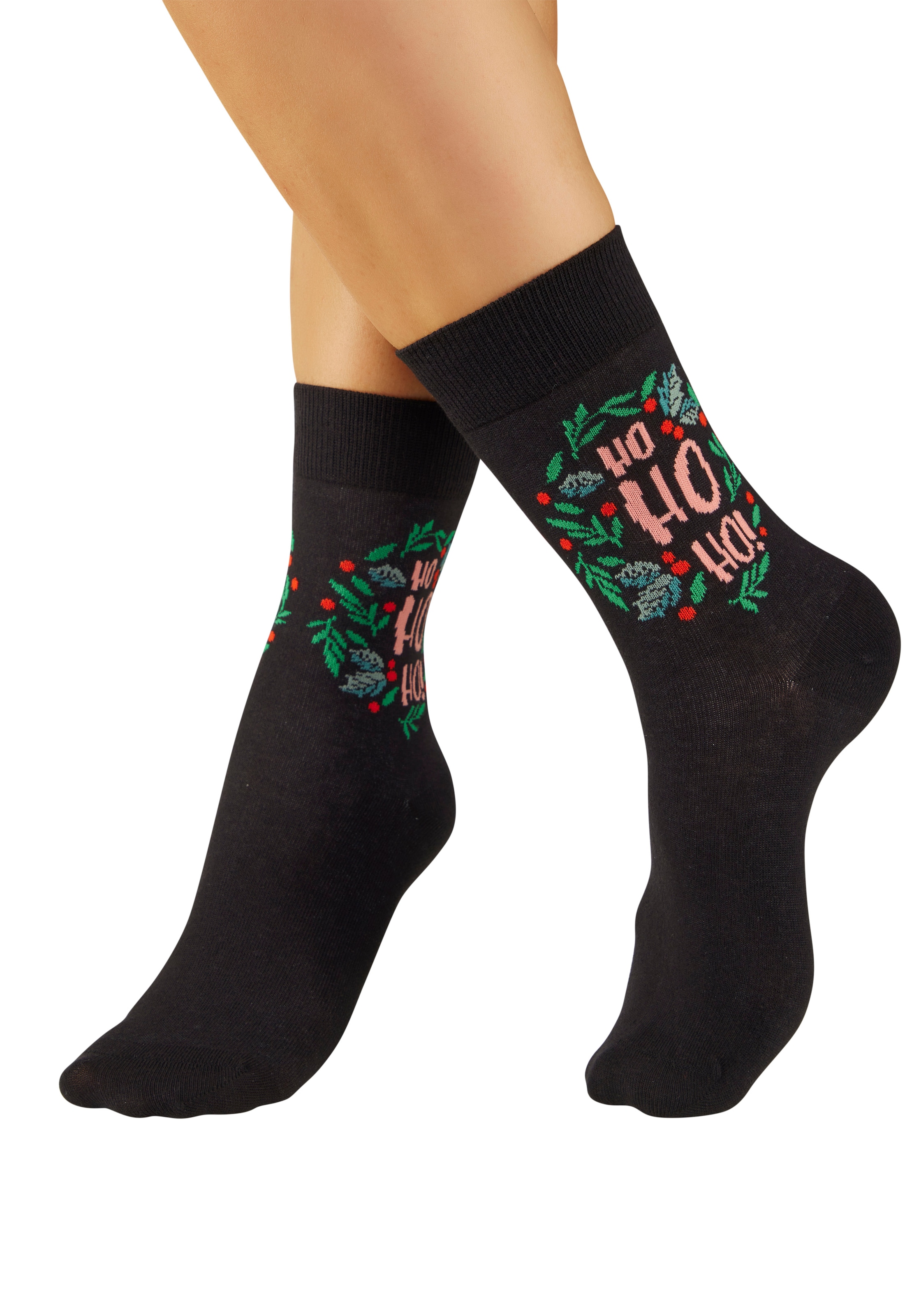 H.I.S Freizeitsocken »Damen Weihnachtssocken« Packung, 3 Paar tlg. mit lustigen Weihnachtsmotiven