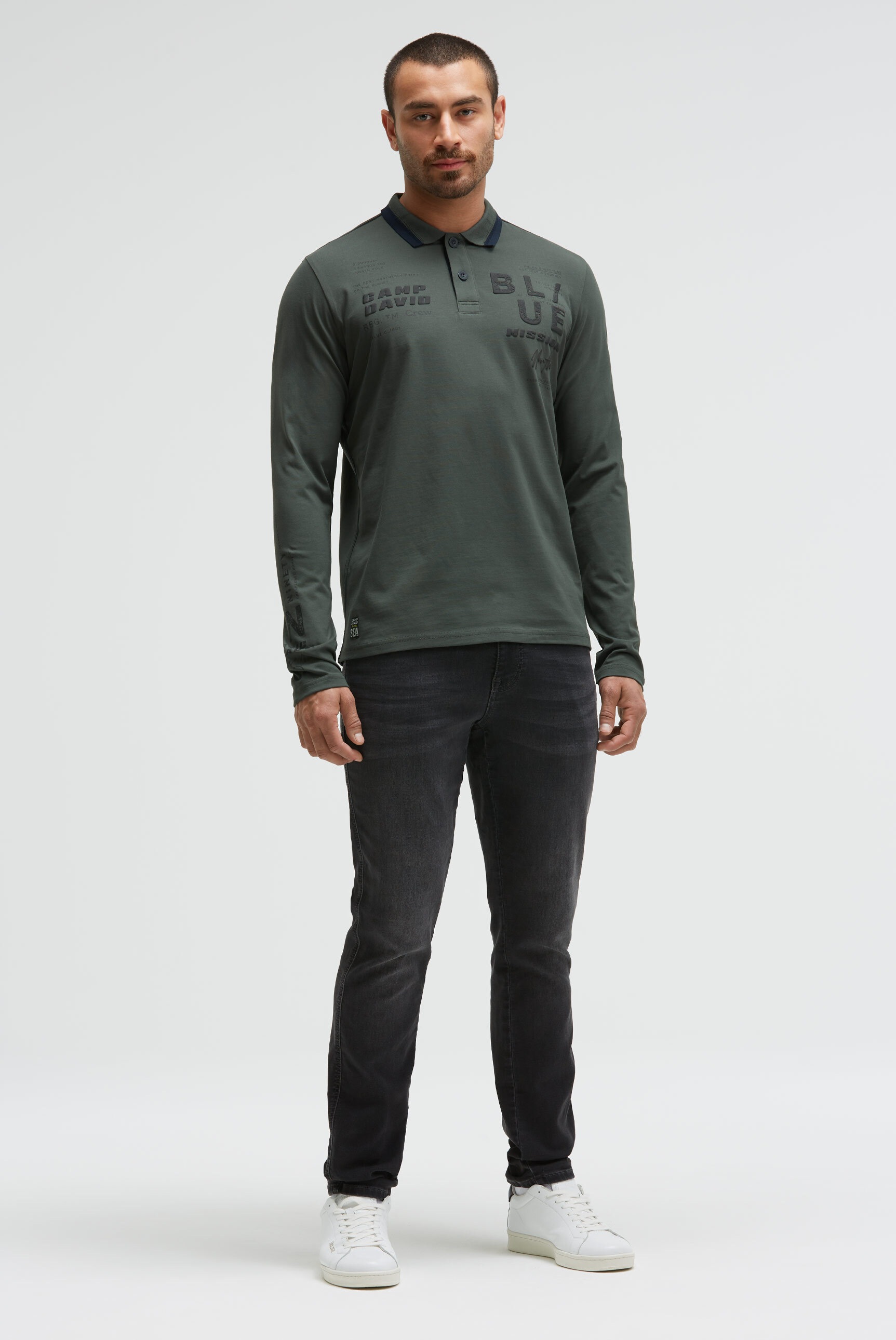 Thumbnail - CAMP DAVID Langarm-Poloshirt, aus Baumwolle