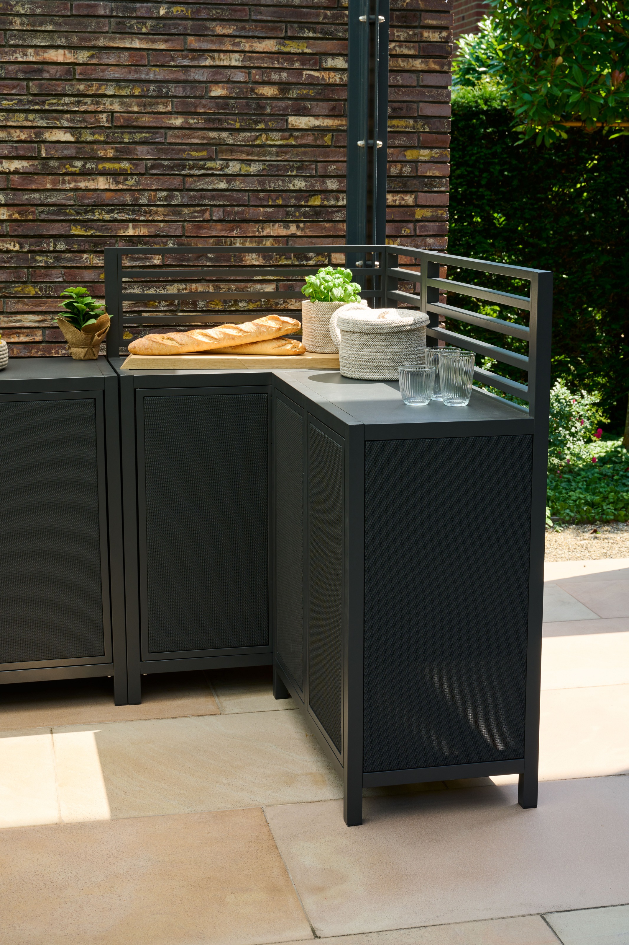 Siena Garden Gartentisch »PALMA Eckelement« Aluminiumrahmen, Ranotex® Bezug dunkelgrau