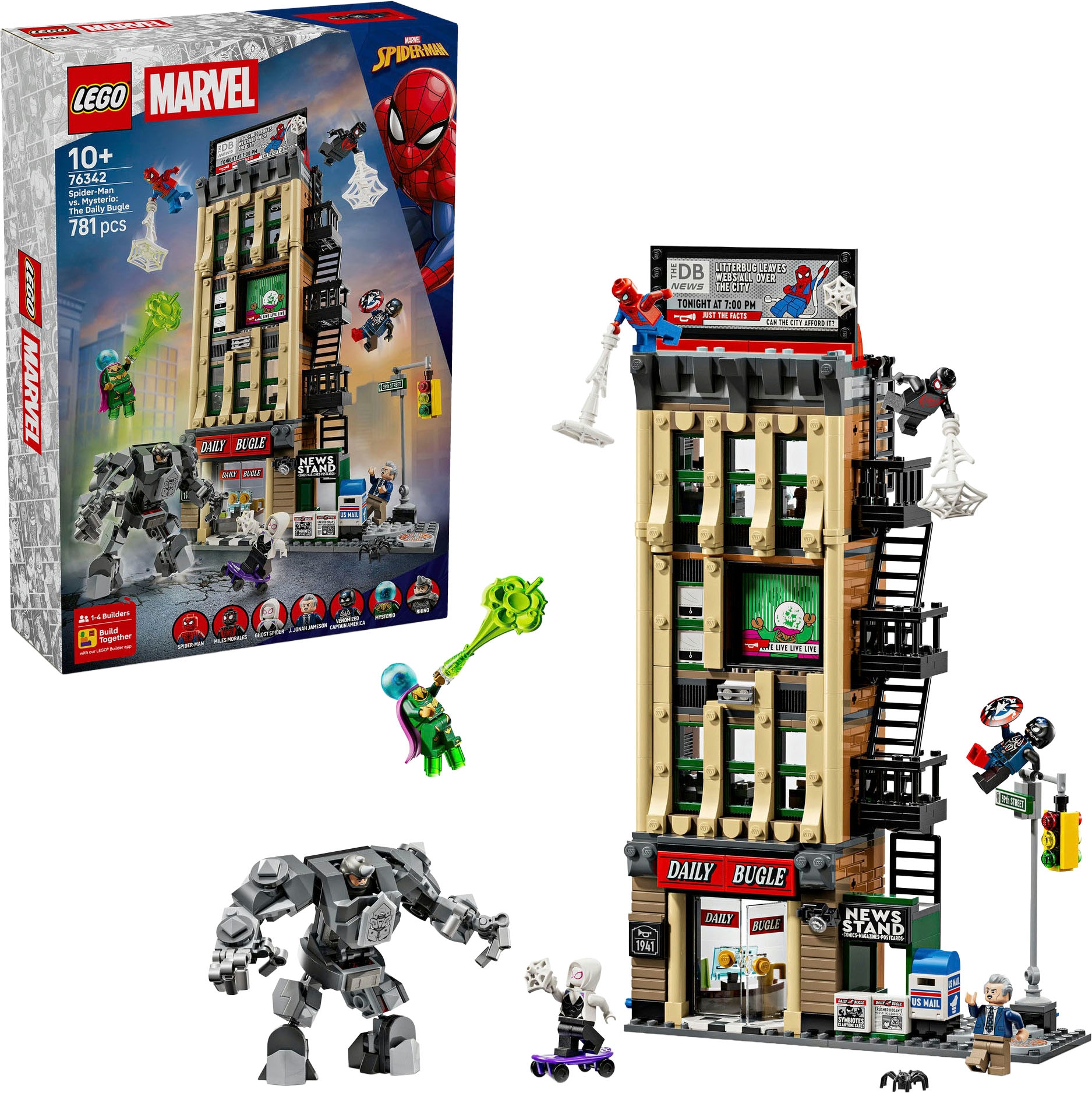 LEGO Kinder Konstruktionsspielsteine "Spider-Man vs. Mysterio: Daily Bugle (76342), LEGO Super Heroes", bunt, Kunststoff, Spielbausteine