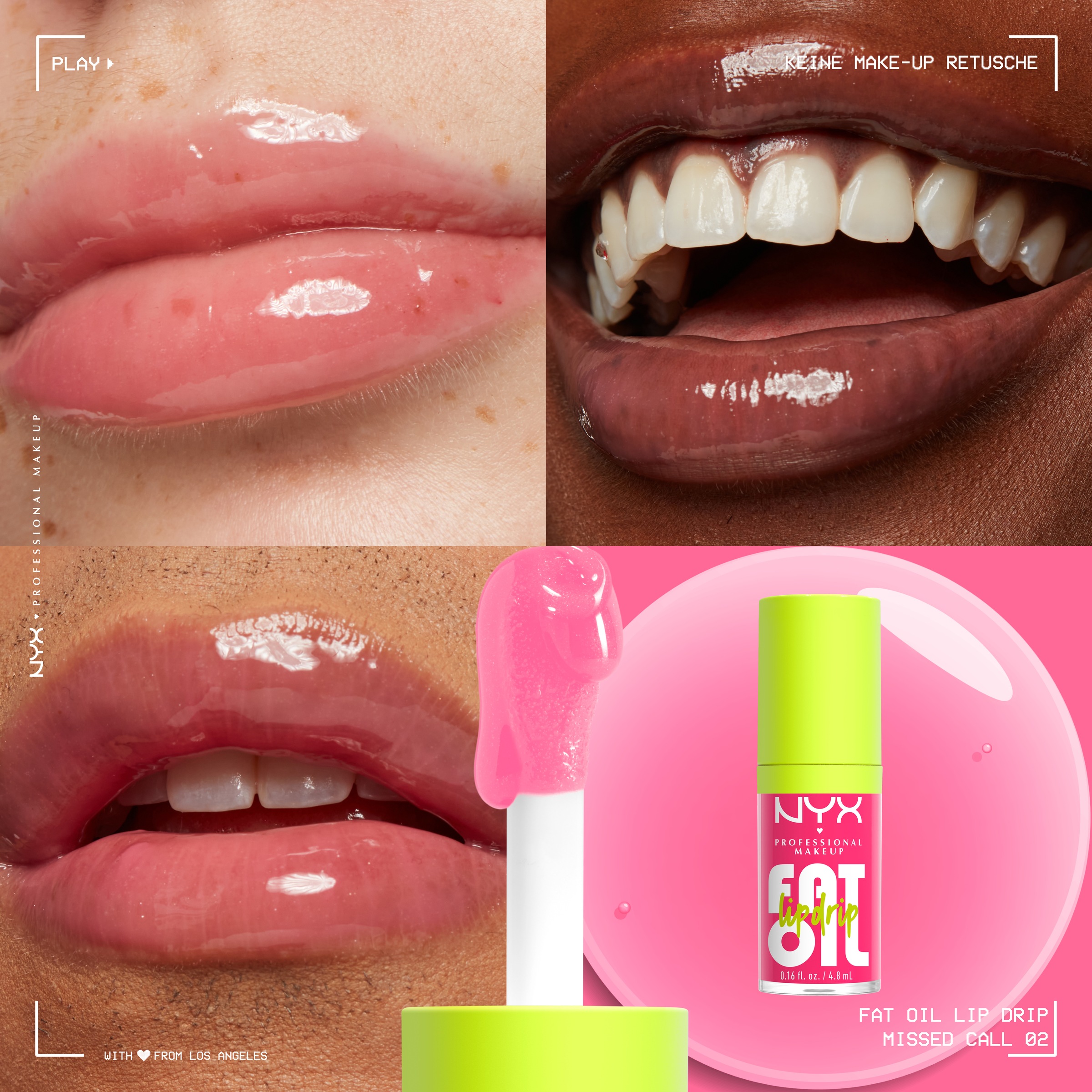 NYX Schmink-Set »NYX Professional Makeup Fat Oil Lip Drip Kit, Lip Glos«, Nicht klebrig, polstert die Lippen auf, pflegt, glänzendes Finish.