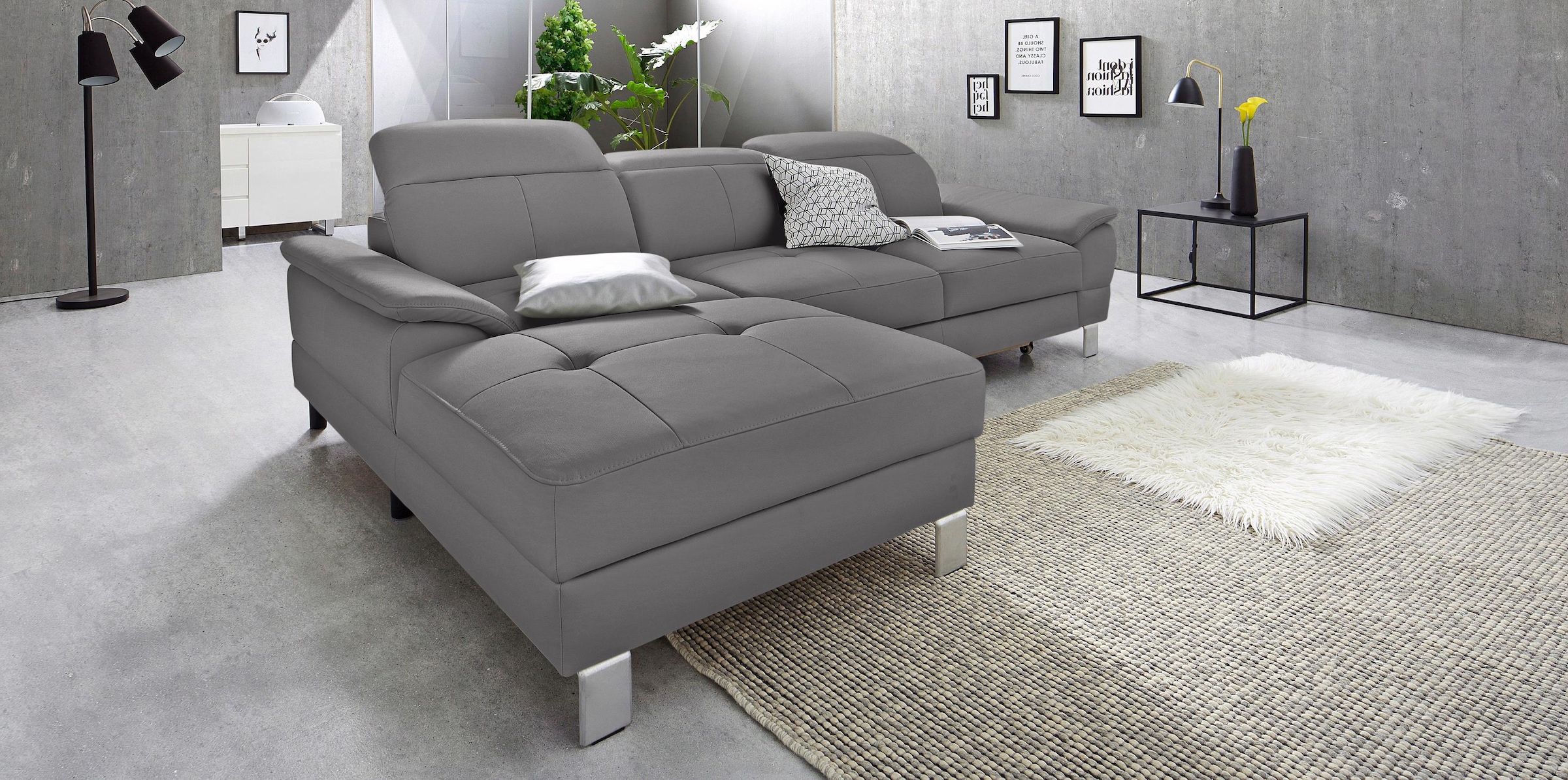exxpo - sofa fashion Ecksofa »Mantua 2, inkl. Kopf- bzw. Rückenverstellung, bequem, L-Form«, wahlweise mit Bettfunktion und Bettkasten, tolle Verarbeitungsdetails