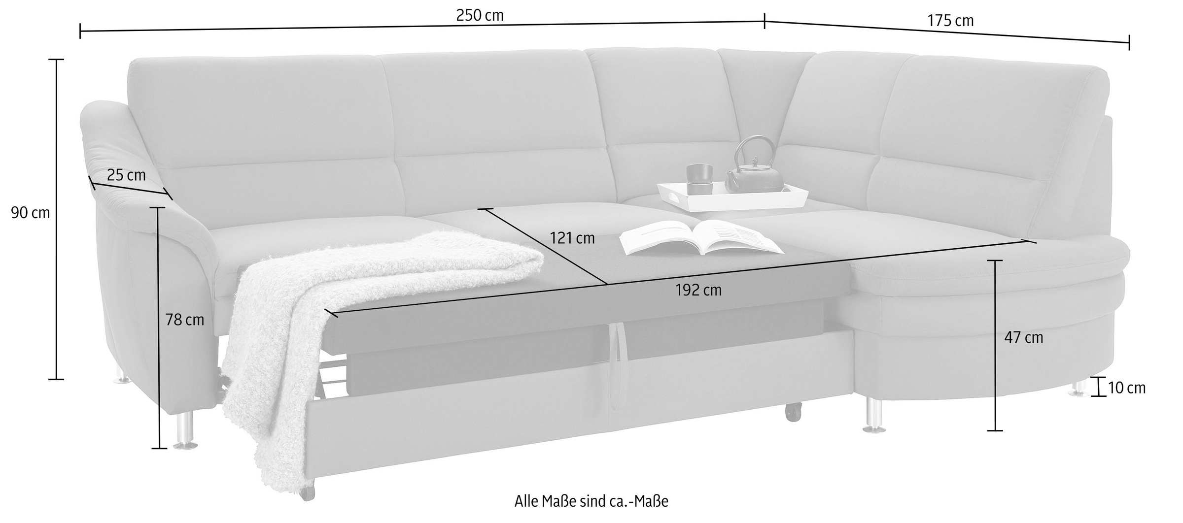 sit&more Ecksofa »Cardoso L-Form«, mit Federkern, wahlweise mit Bettfunktion und Schubkasten