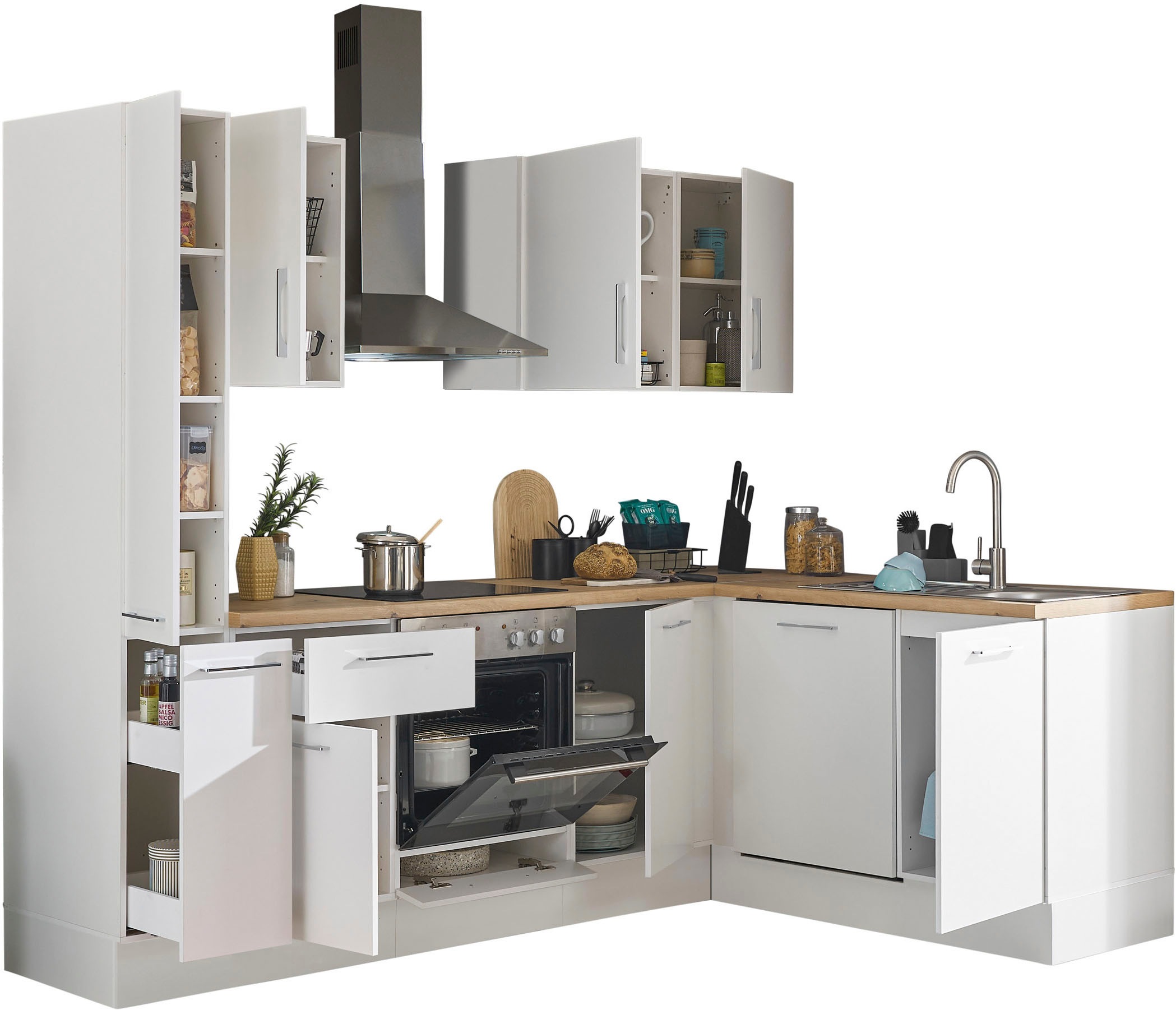 BASIC by Balculina Winkelküche »Turin«, Stellbreite 250x175 cm, wahlweise mit E-Geräten