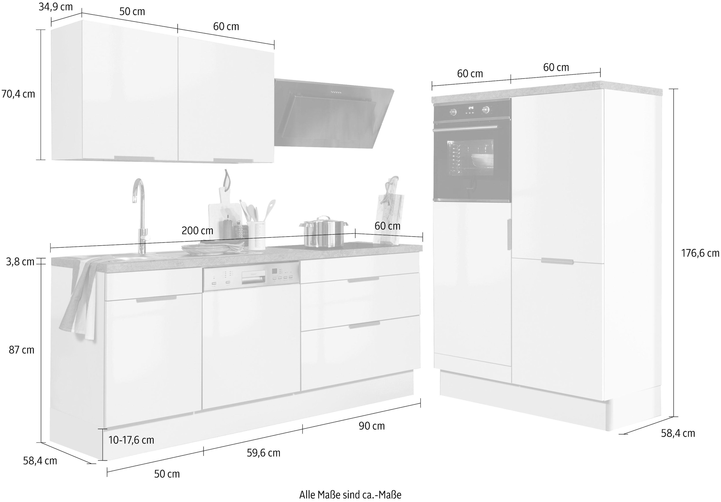 OPTIFIT Küchenzeile »Tara«, kaufen BAUR Soft-Close-Funktion, 320 cm und ohne | E-Geräte, Breite mit Vollauszug