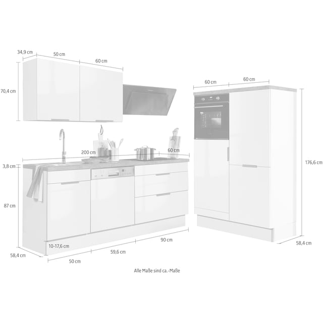 OPTIFIT Küchenzeile »Tara«, ohne E-Geräte, mit Vollauszug und  Soft-Close-Funktion, Breite 320 cm kaufen | BAUR