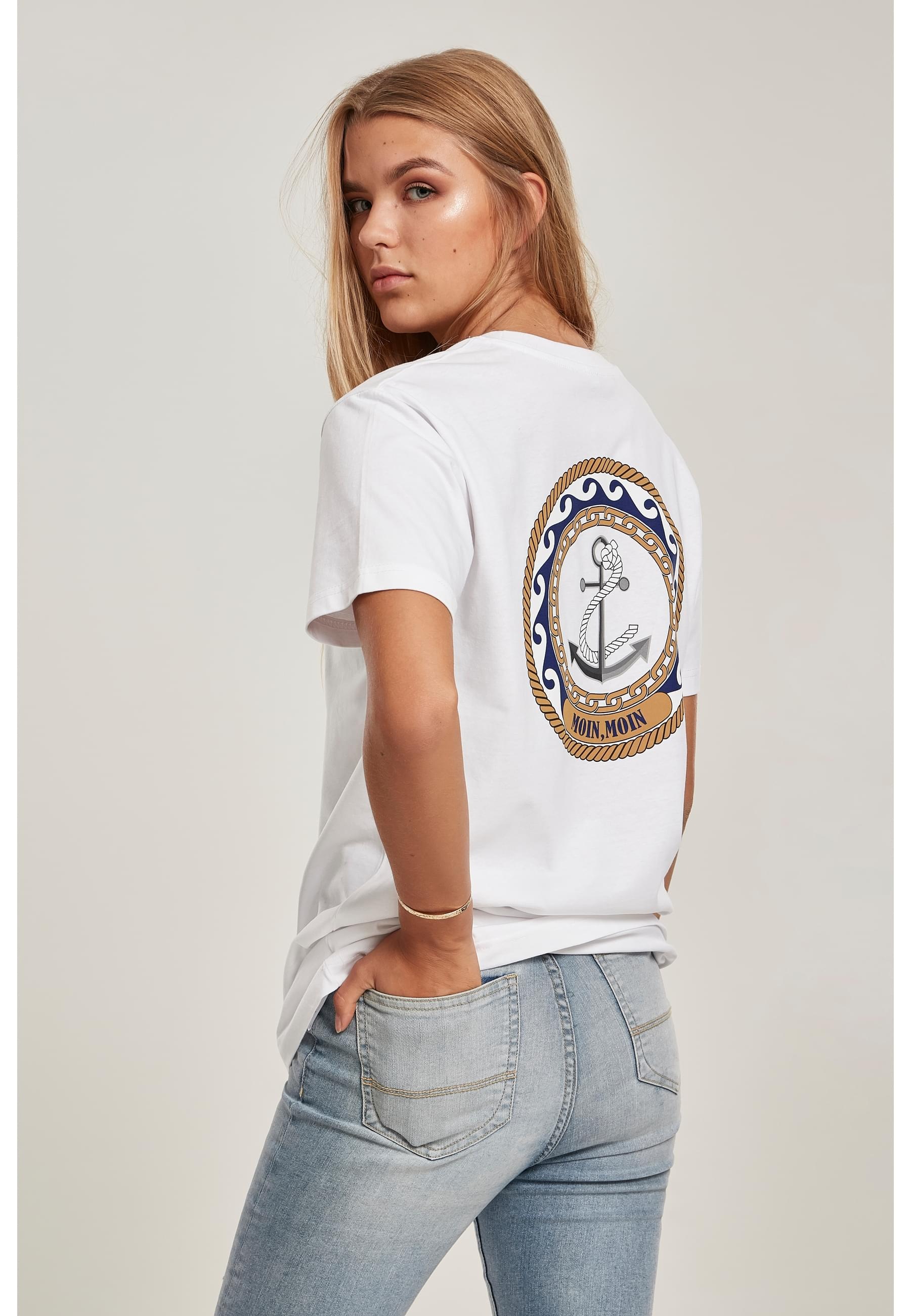 MisterTee Kurzarmshirt »MisterTee Damen Ladies Moin Moin Tee«, (1 tlg.)