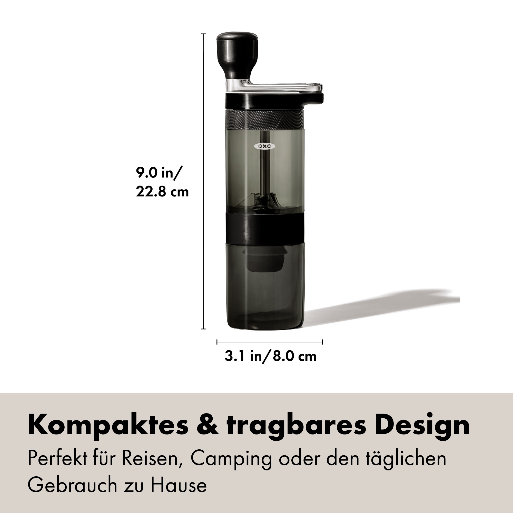 OXO Good Grips Kaffeemühle »Brew« Kegelmahlwerk 40 gBohnenbehälter Handkaffeemühle