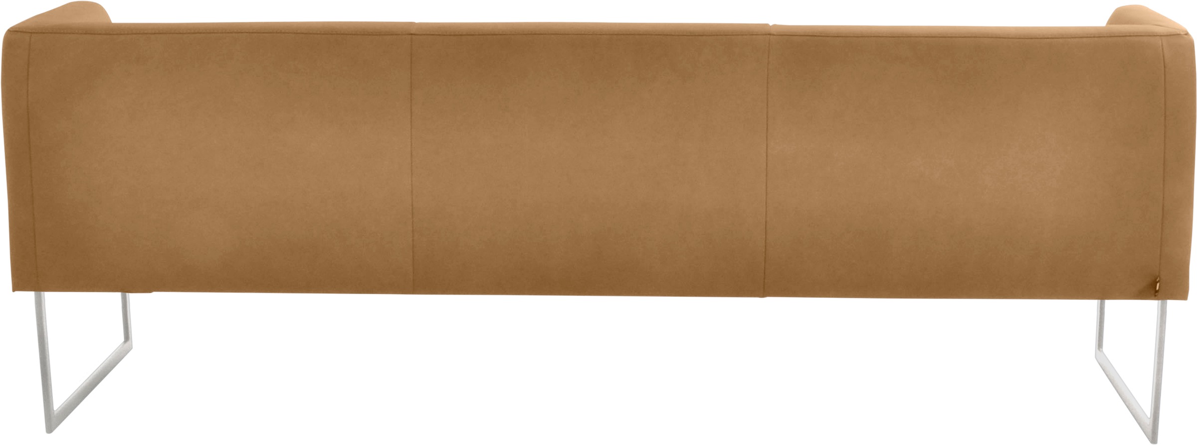 Polsterbank K+W KOMFORT & WOHNEN "Cube", gelb (curcuma 71), B:229cm H:82cm T:67cm, Sitzbänke, Polsterbank, Hammerkissenoptik, 2 Breiten, Hochkantkufe in Edelstahloptik 3