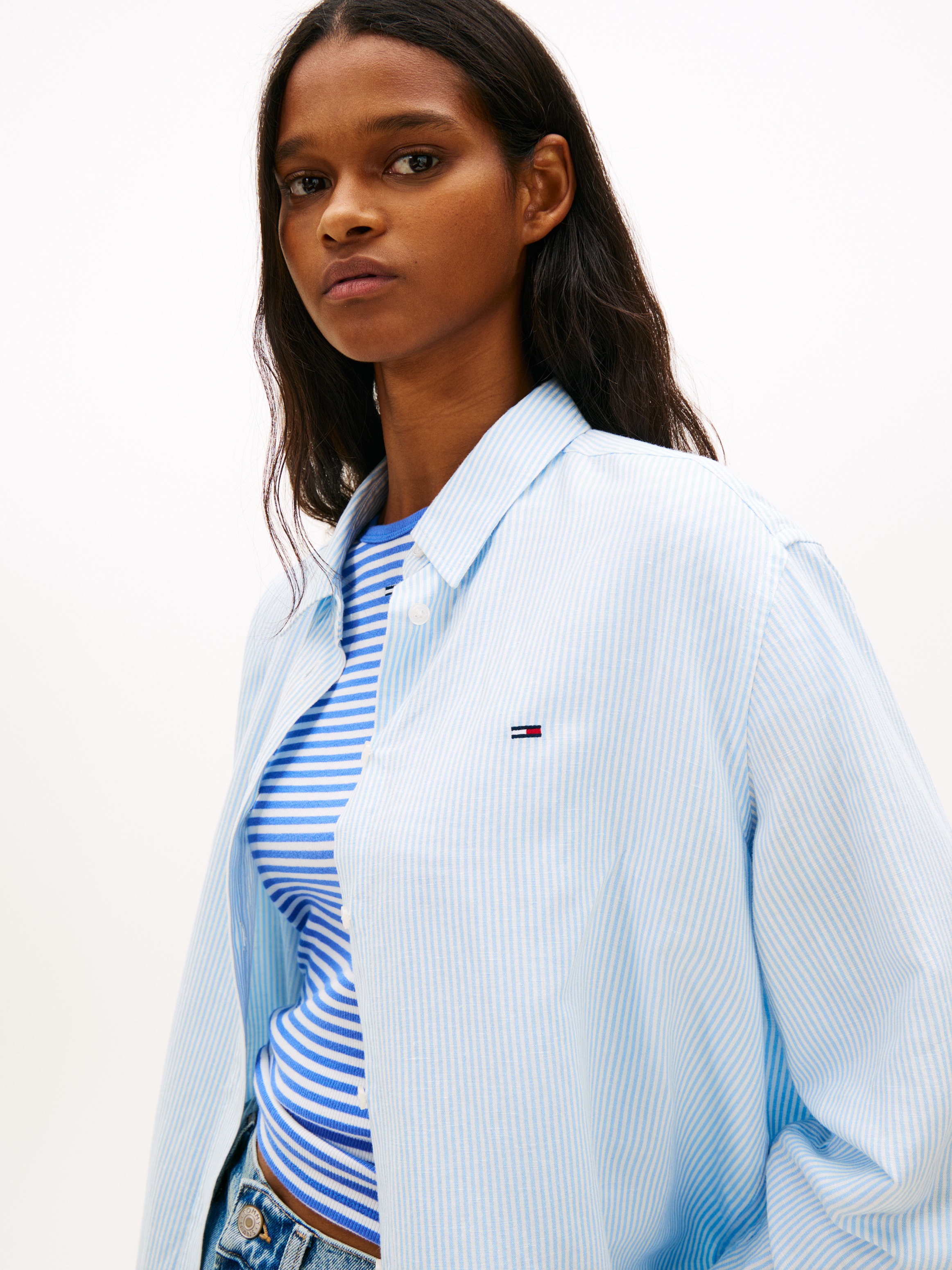 Tommy Jeans Hemdbluse "TJW RLX LINEN SHIRT" mit zeitlosem Design, Leinen-Mi günstig online kaufen