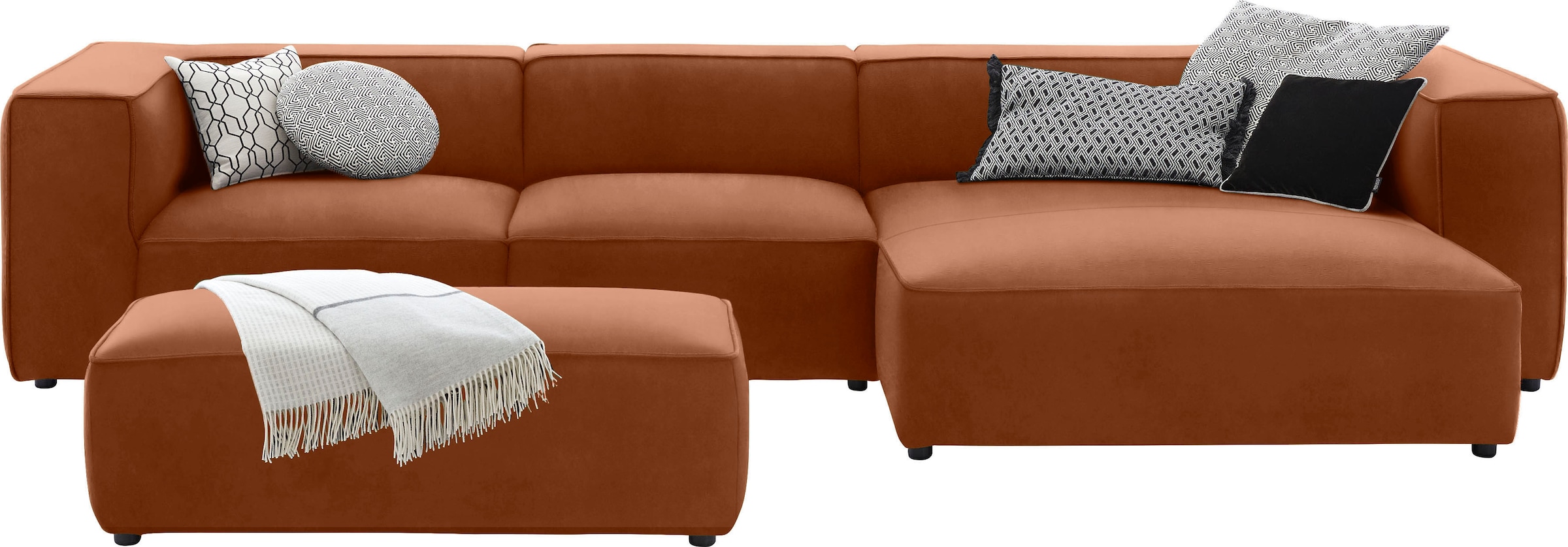 W.SCHILLIG Ecksofa »around-the-block«, mit eleganter Biese, mit Federkern, Breite 341 cm