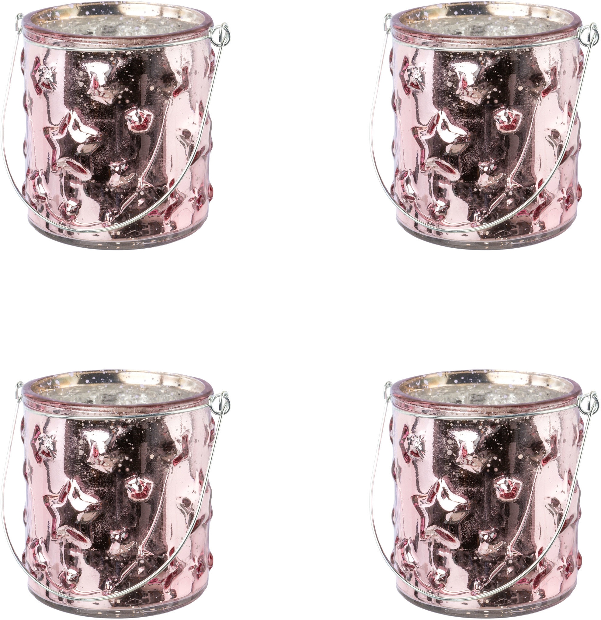 Creativ deco Windlicht "Weihnachtsdeko" Glas mit Stern-Struktur günstig online kaufen