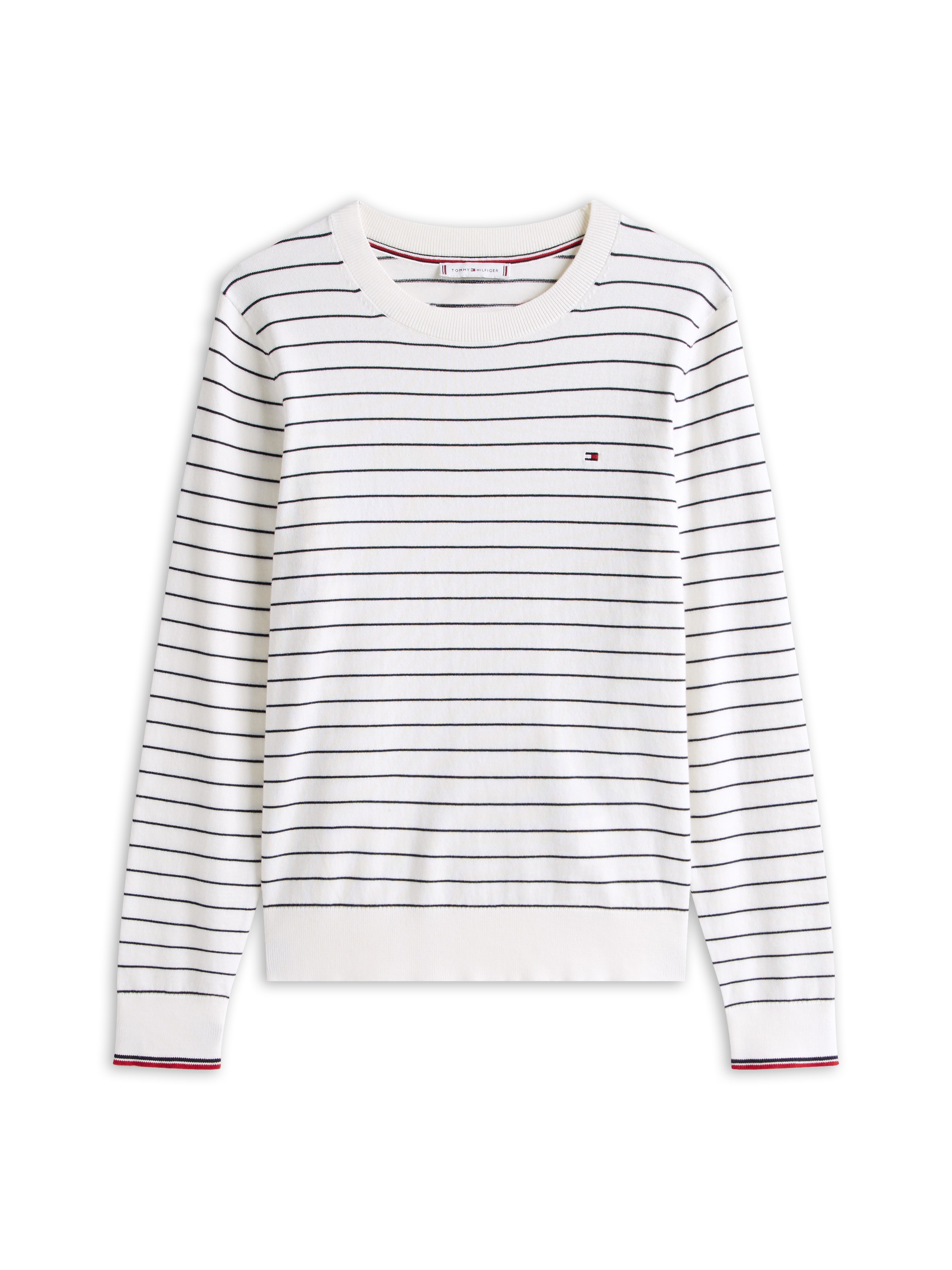 Tommy Hilfiger Rundhalspullover »CO JERSEY STITCH LS C-NK SWT«, mit Logostickerei