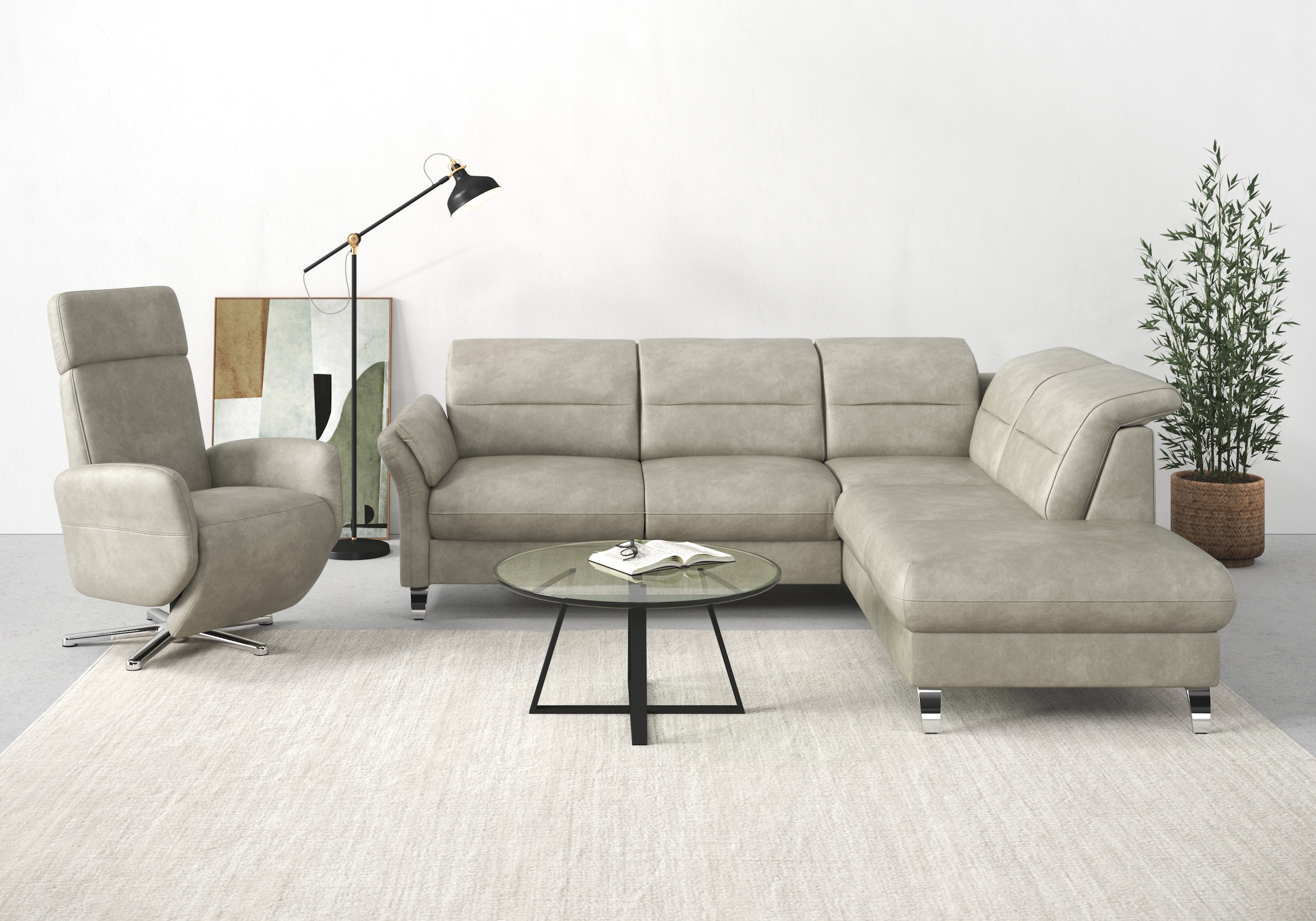 sit&more Ecksofa "Grenoble L-Form mit Federkern" wahlweise mit Bettfunktion günstig online kaufen
