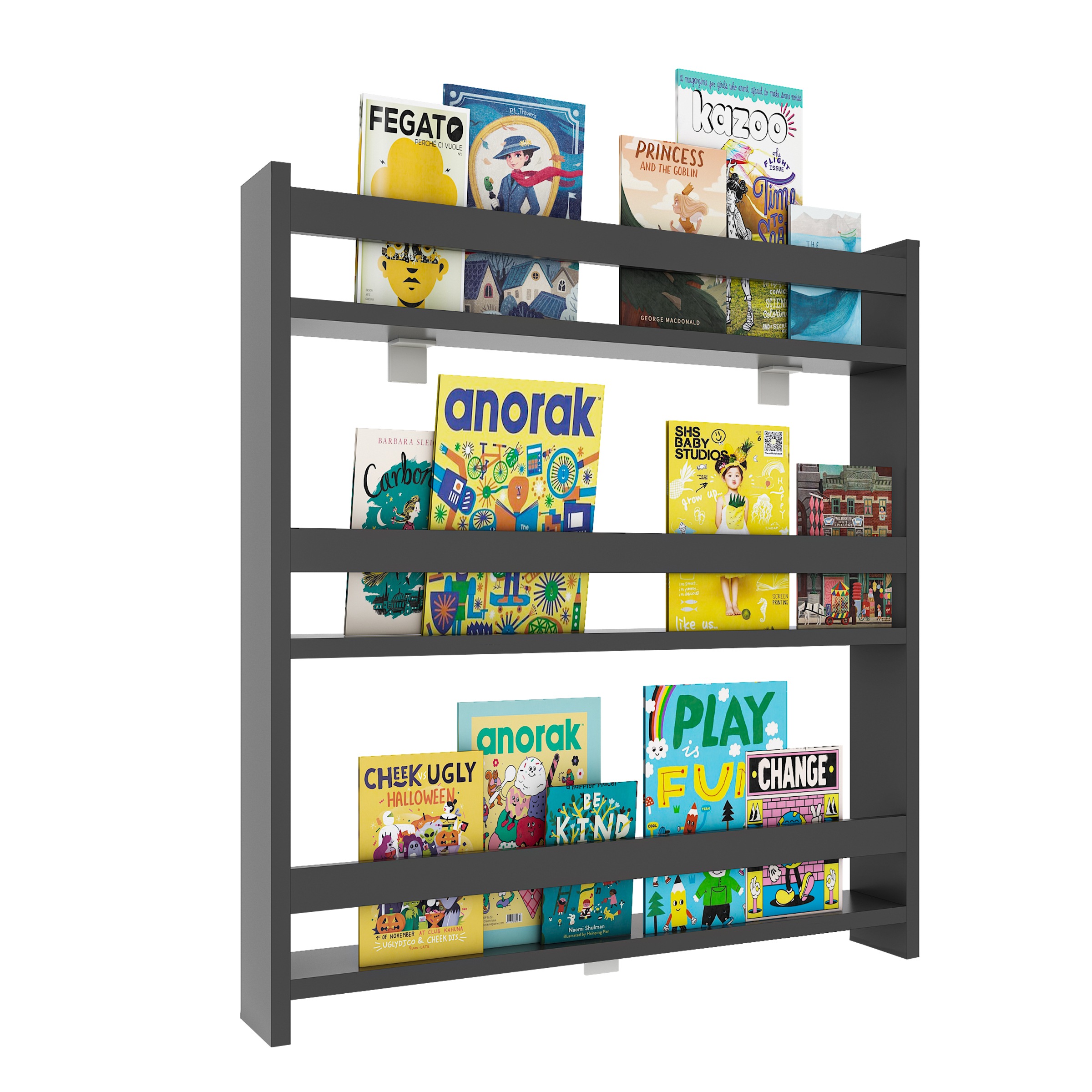 Wandregal VCM, B:70cm T:10cmanthrazit, Wohnzimmer, Regale, "Holz Kinderregal Bücherregal Kinder Regal Kidos"