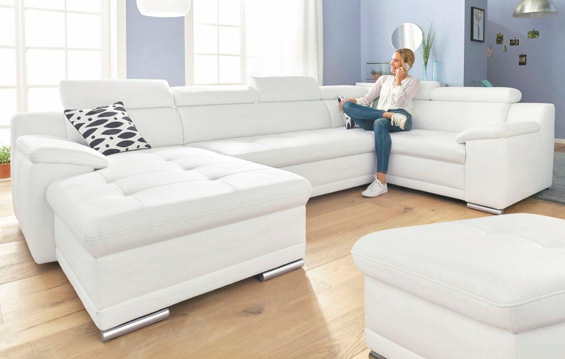 Wohnlandschaft "Andiamo U-Form, B: 336 cm, Kopfteilverstellung, XXL-Sofa" optional Schlaffunktion, frei stellbar, Couch für Wohnkomfort