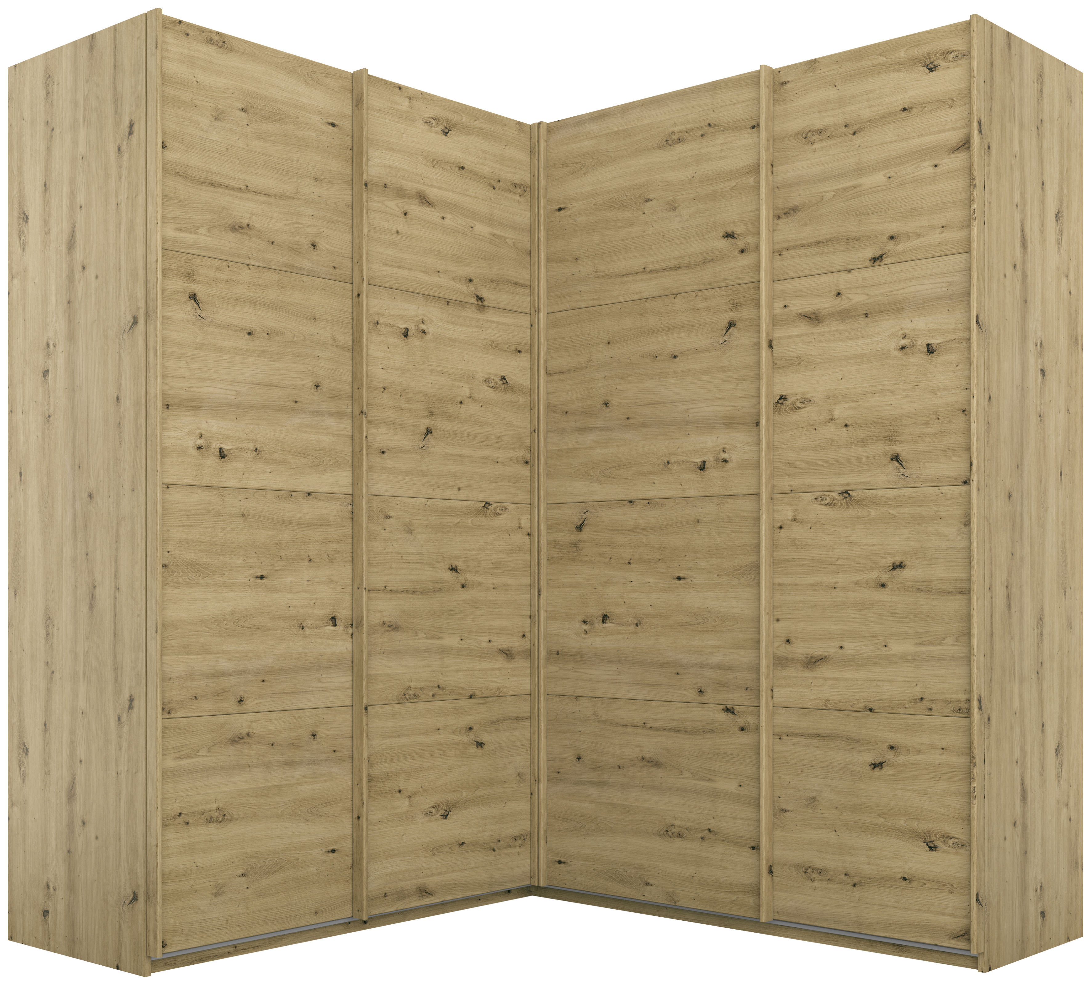 rauch Schwebetürenschrank "Schrank Garderobe Eckkleiderschrank QUADRA Front in Dekor/Hochglanz" in den Höhen 210/229 cm, inkl. Soft-Close-Funktion, großer Eckschrank mit viel Stauraum, Maß 181x187 cm MADE IN GERMANY