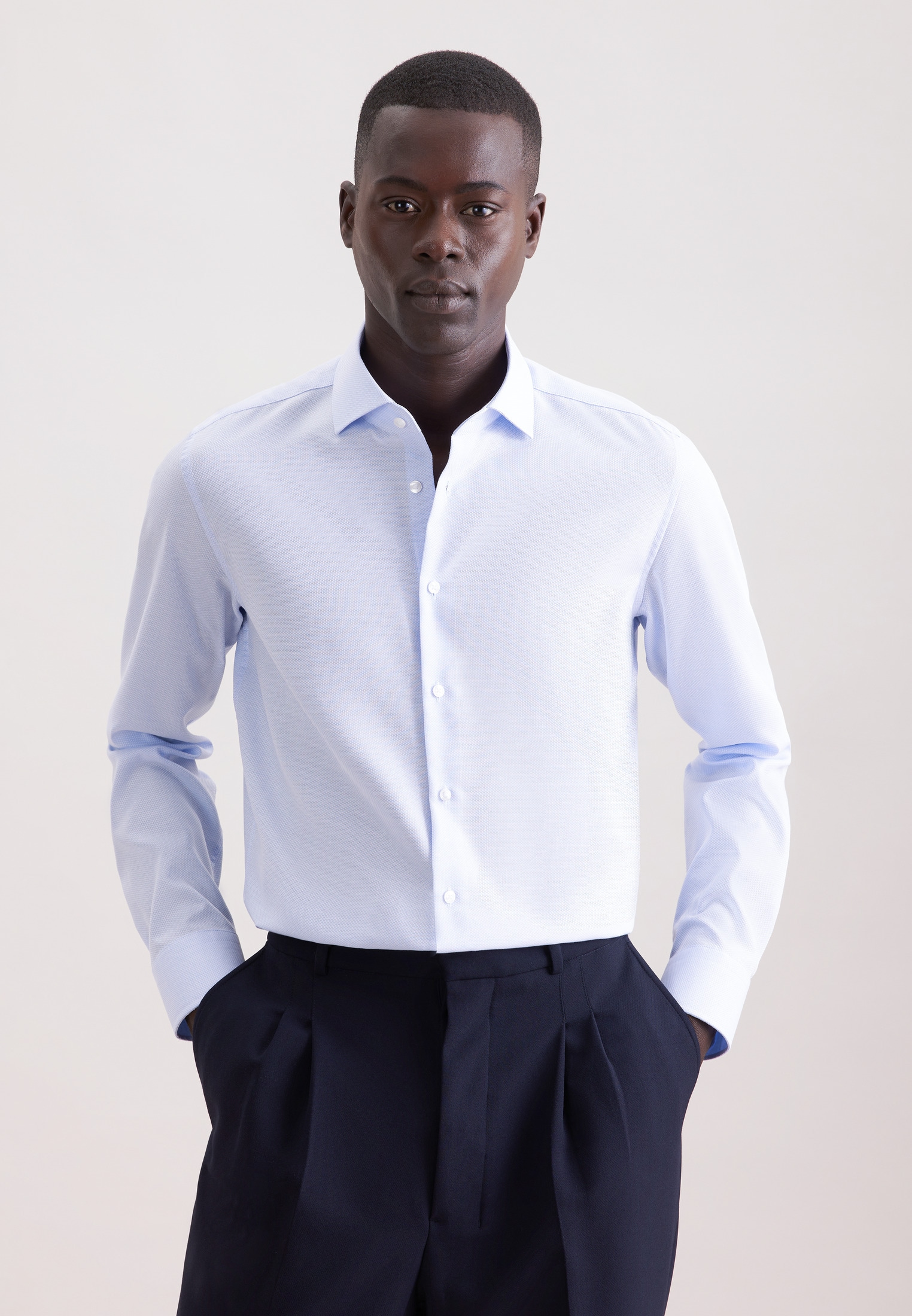 seidensticker Businesshemd "Schwarze Rose" Slim 1/1 Kentkragen Struktur günstig online kaufen