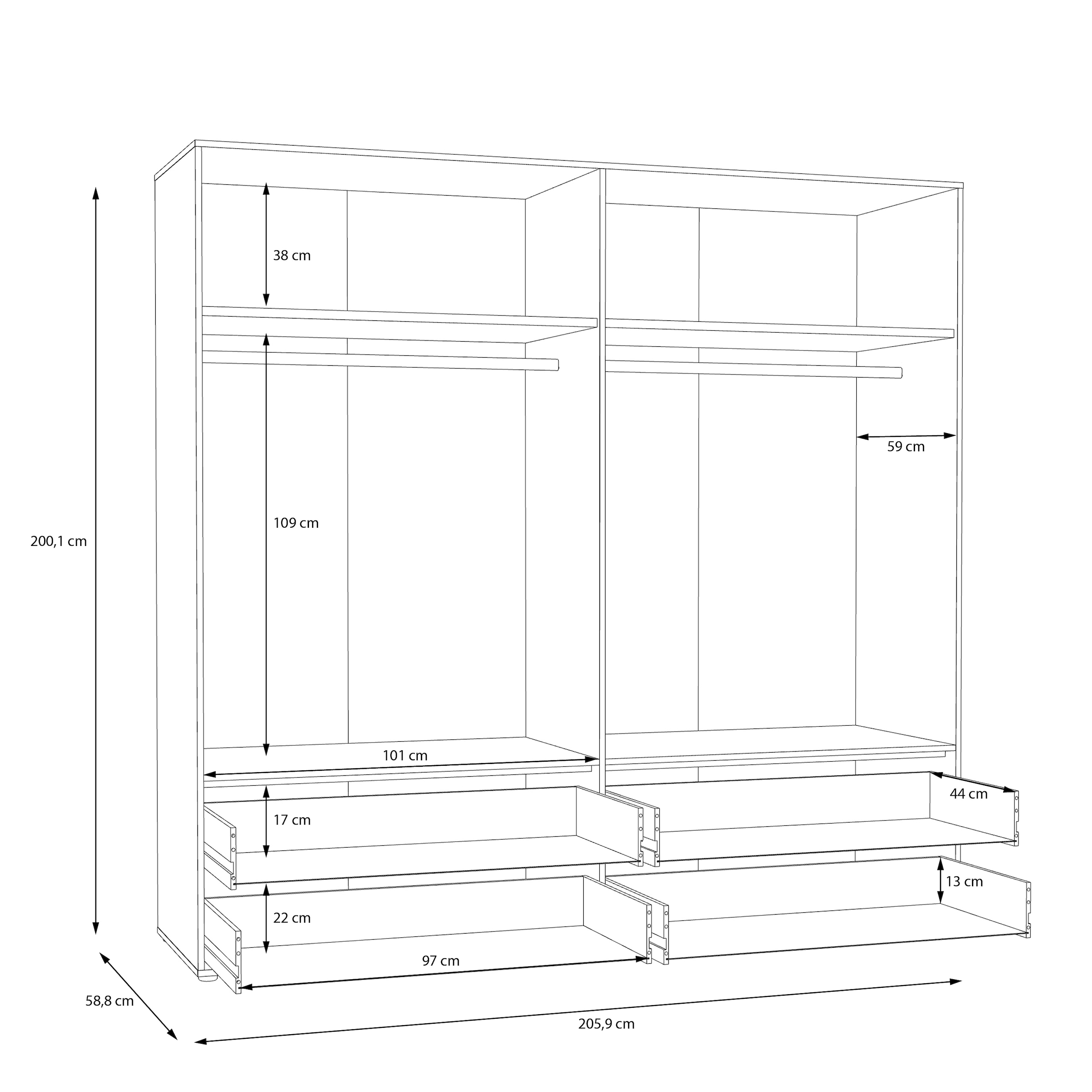 FORTE Drehtürenschrank, (B/H/T ca. 205,9x200,1x58,8cm)