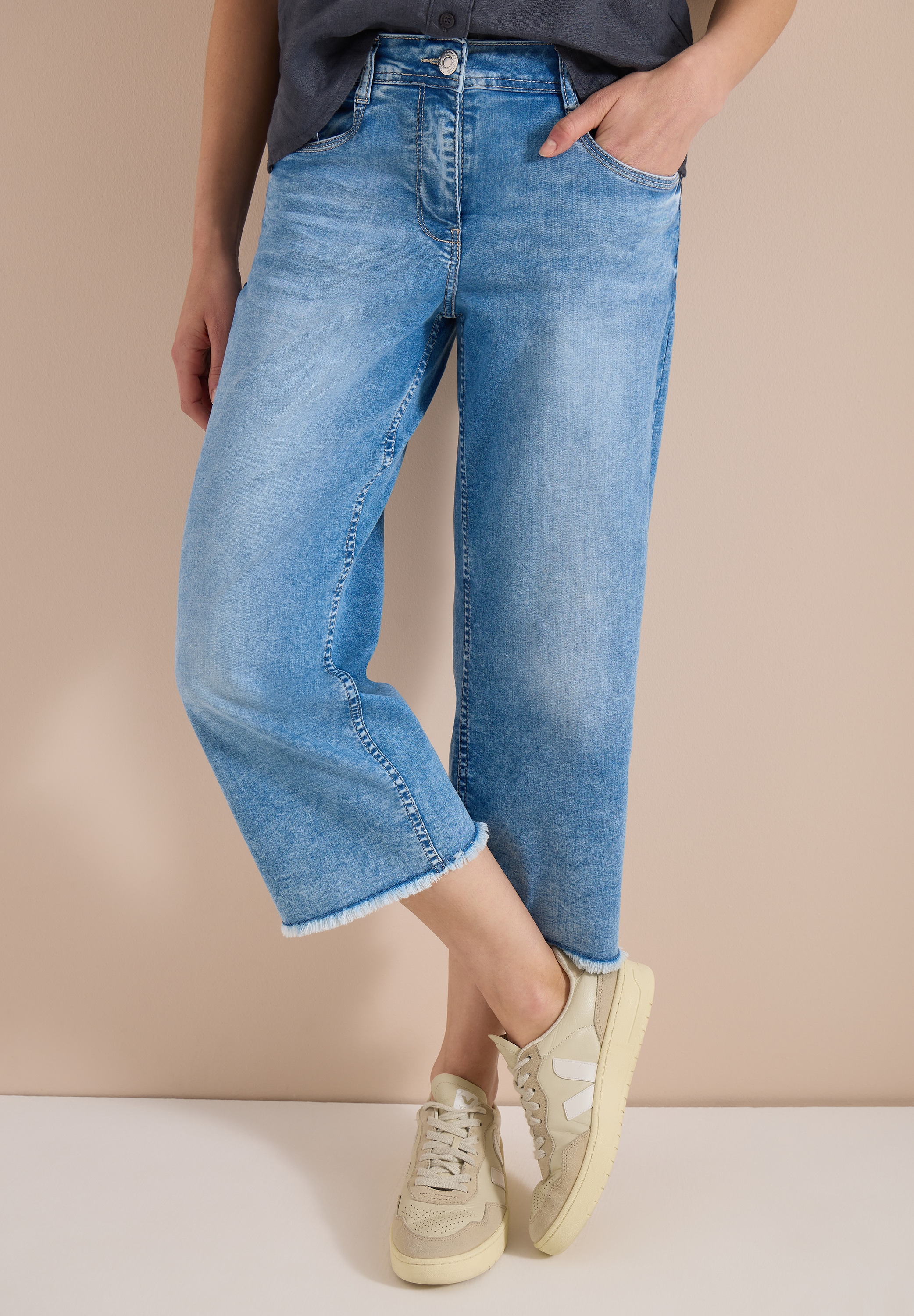 Cecil 3/4-Jeans "Style Neele" Loose Fit mit hoher Leibhöhe und weiter Beinform