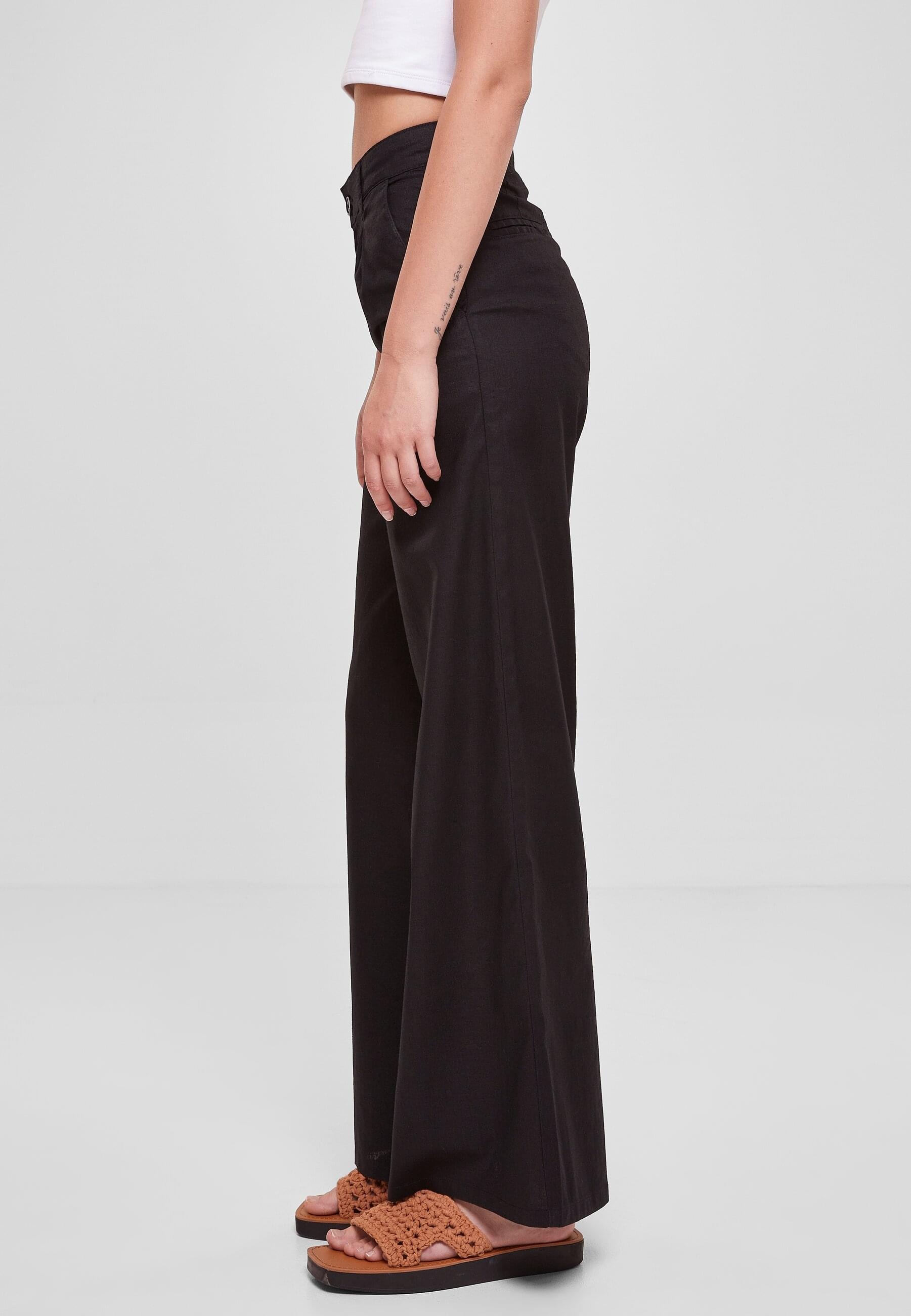 URBAN CLASSICS Stoffhose »Urban Classics Damen Ladies High Linen Mixed Wide Leg Pants«, (1 tlg.)