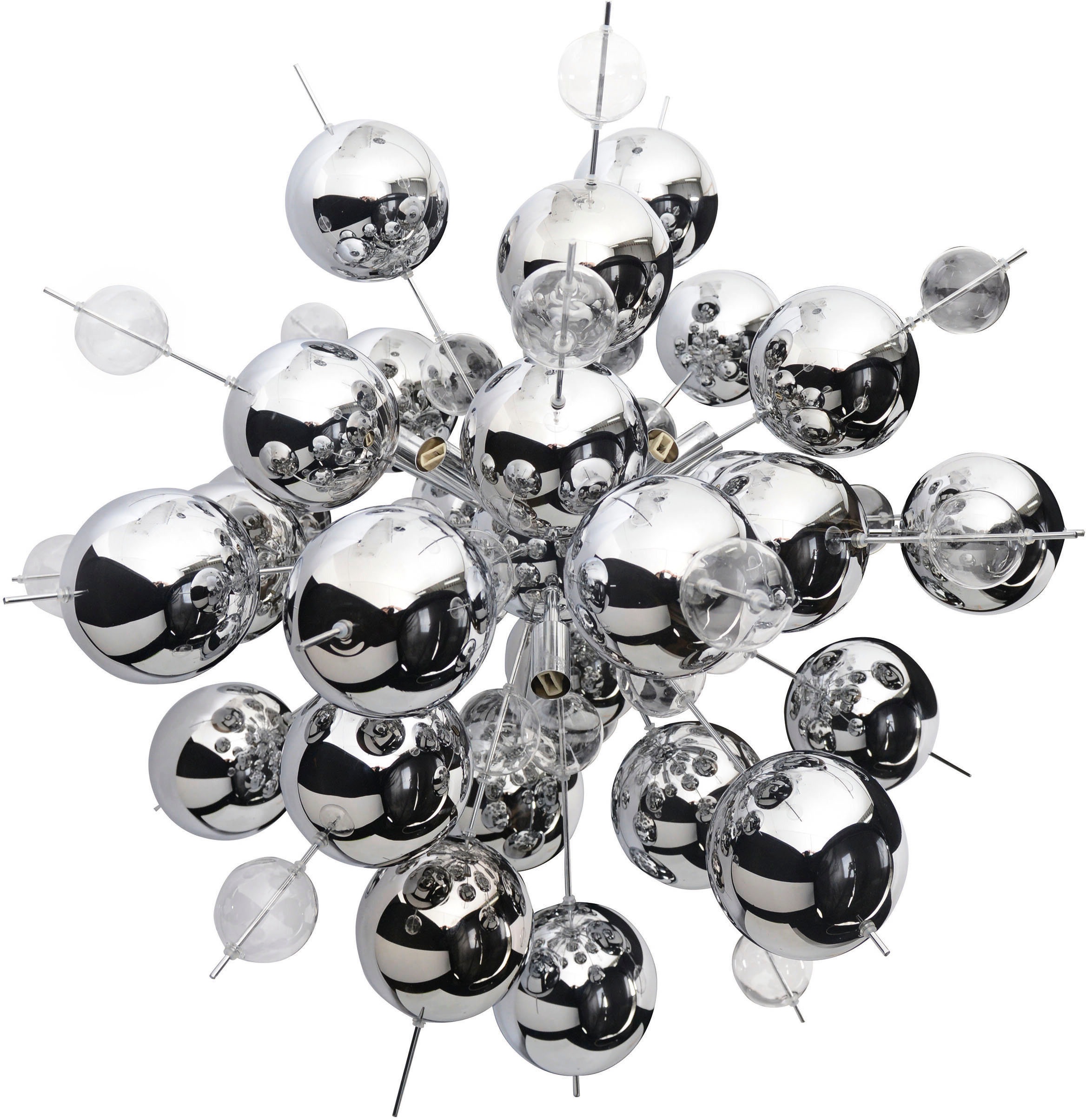NÄVE Pendelleuchte "Explosion", 10, Ø 65cm H: 150cm, 1 Stk., grau, Esszimmer, Leuchten, Glaskugeln silber groß/klar klein, exkl. 10xG9, H: ca. 150cm,