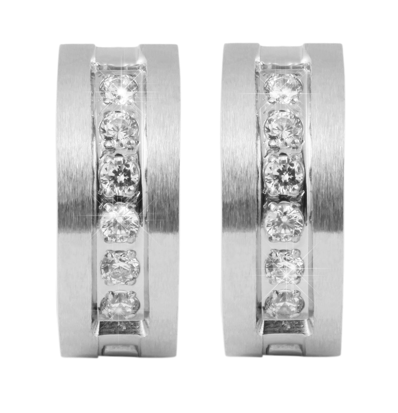 Adelia´s Paar Creolen »Damen Ohrringe – Creole aus Edelstahl mit Strass Steinchen« Perfekt als Geschenk zum einen besonderen Tag