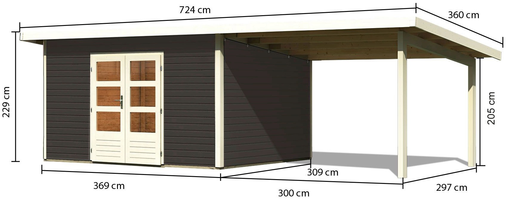 Karibu Gartenhaus »Perlsee 4«, (Set), mit Anbaudach