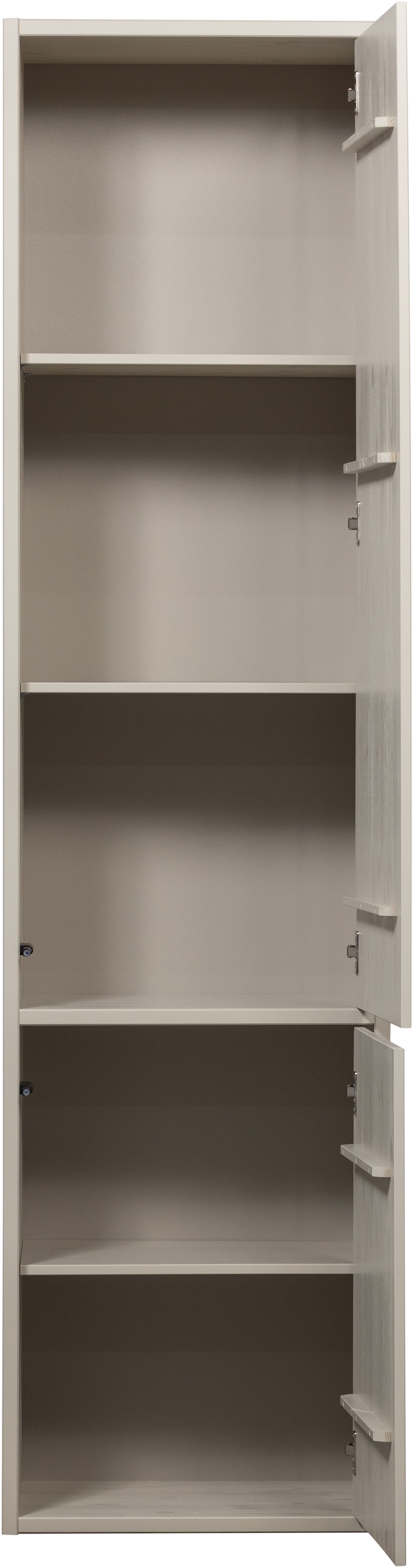 WOOOD Mehrzweckschrank »Meggy Kiefernholz Druckmechanismus, sichtbare Maserung 55x40x215 cm« Tragkraft 10 kg pro Boden, Tür beidseitig montierbar