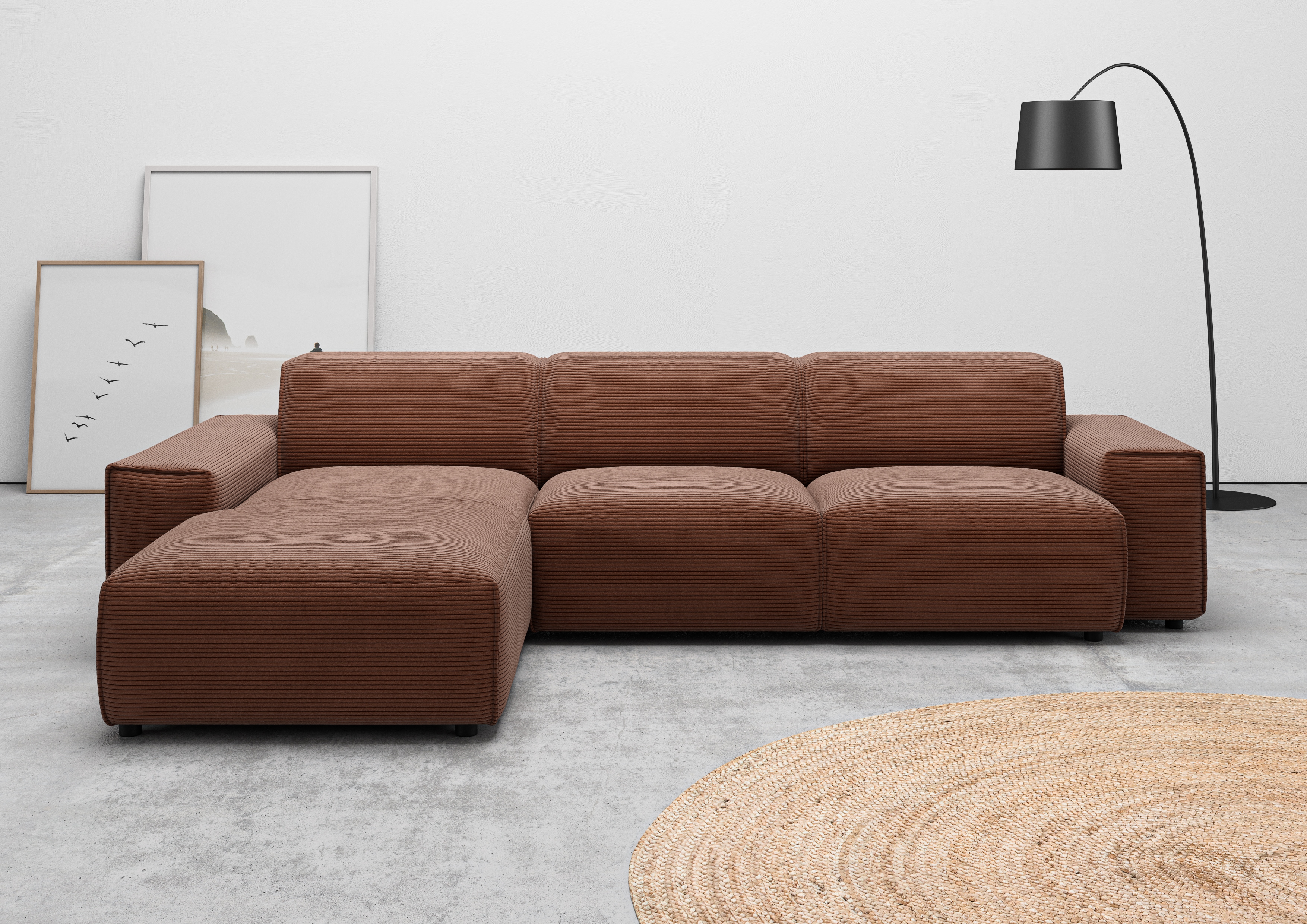 Home affaire Ecksofa "Glimminge auch in Breitcord, Feincord, Bouclé + Easy care-Bezug" L-Form, Breite 294, Zierkissen