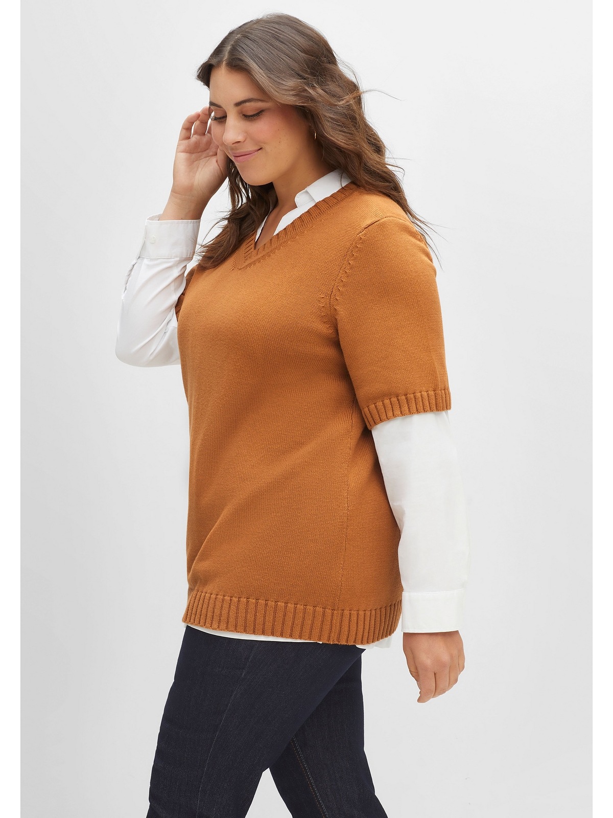 Sheego V-Ausschnitt-Pullover »Große Größen«, aus reiner Baumwolle
